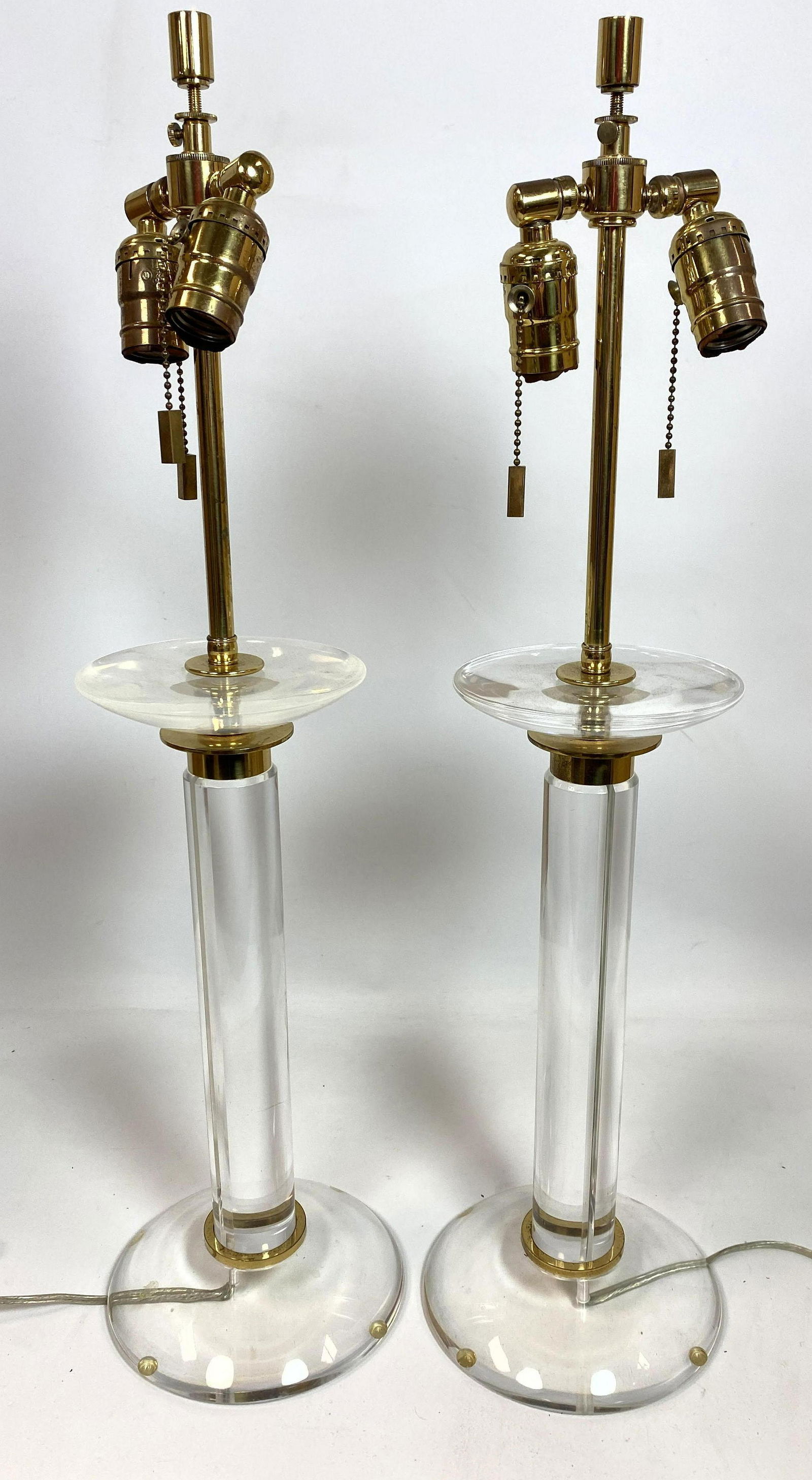 Pair Lucite Acrylic Decorator Table.  Brass mountings. (1 of 5)