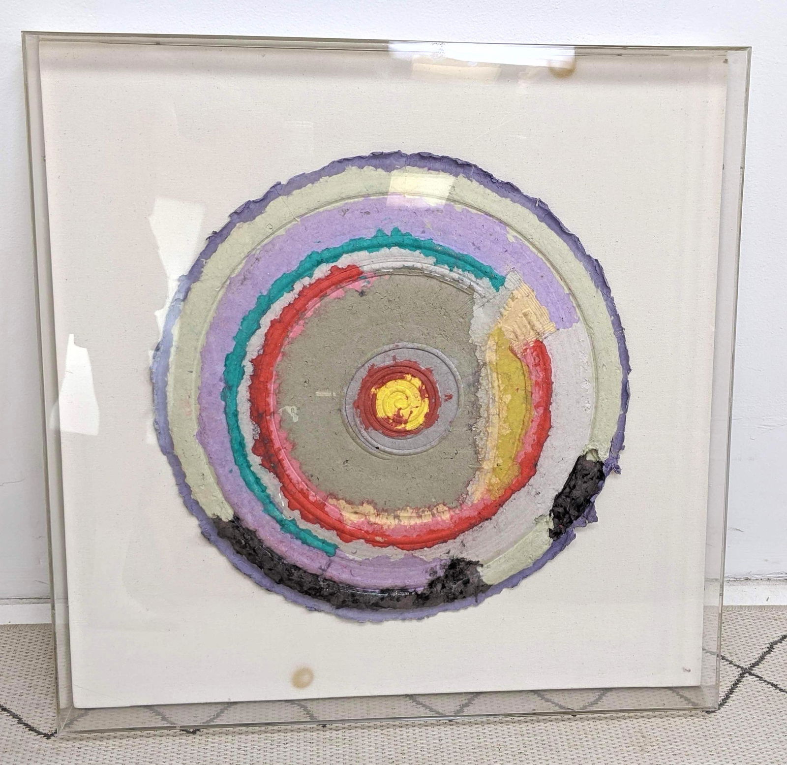 Large embossed Paper Wall art sculpture in Lucite Box F (1 of 6)