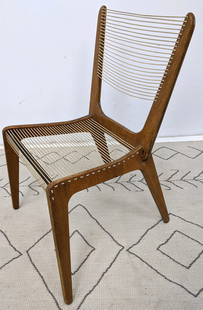 JACQUES GUILLON Laminated Wood String Chair. Threaded C: JACQUES GUILLON Laminated Wood String Chair. Threaded Cotton Cord seat and backrest. -- Dimensions: H: 34 inches: W: 23 inches: D: 18 inches ---