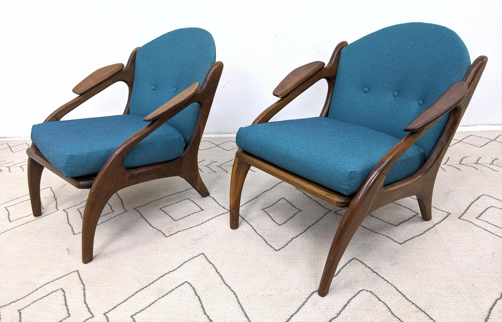 Pr ADRIAN PEARSALL Lounge Chairs. Exposed wood frames w (1 of 12)