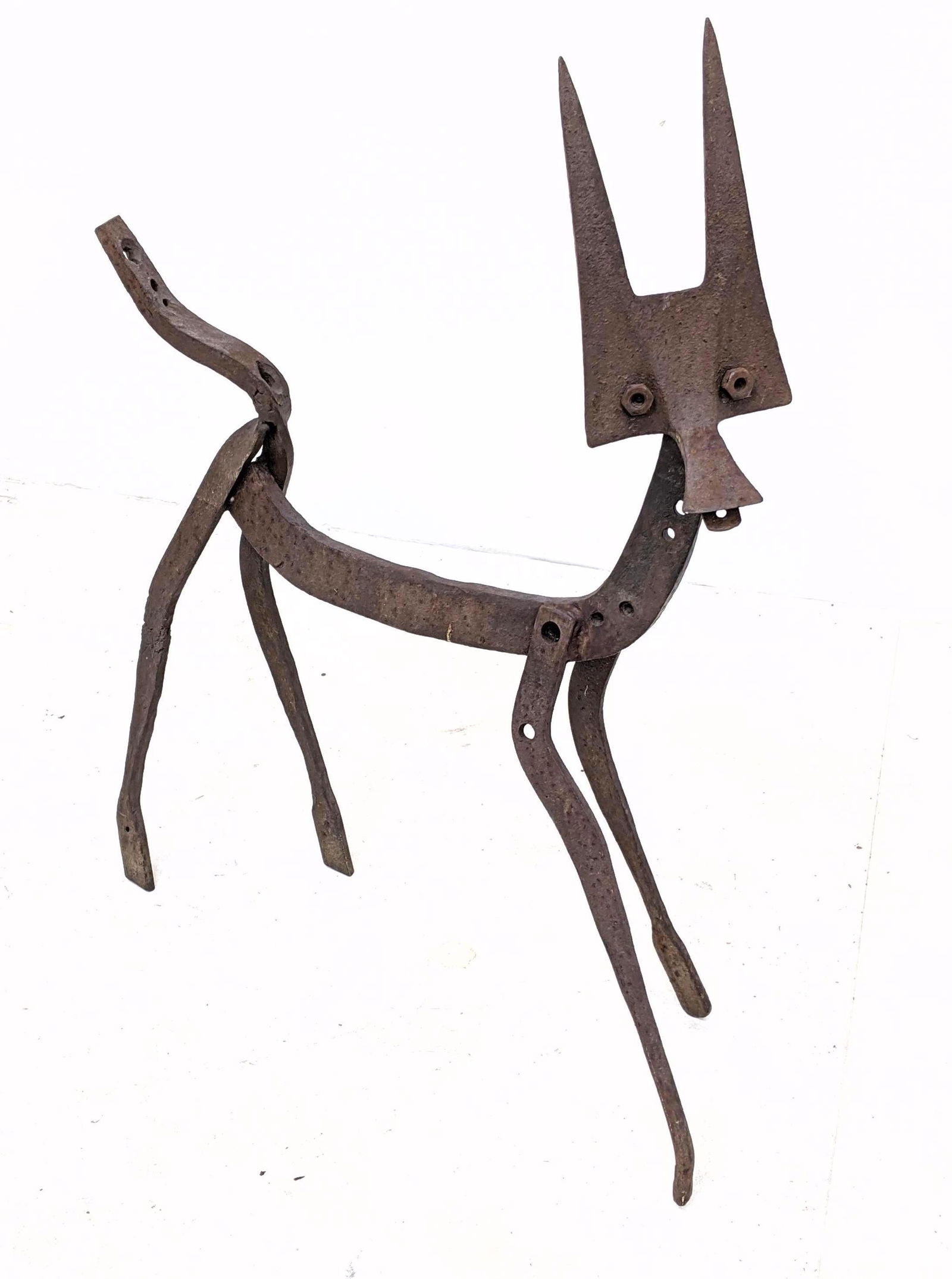 Handmade Welded Metal Fox or Dog Sculpture. Brutalist. (1 of 7)