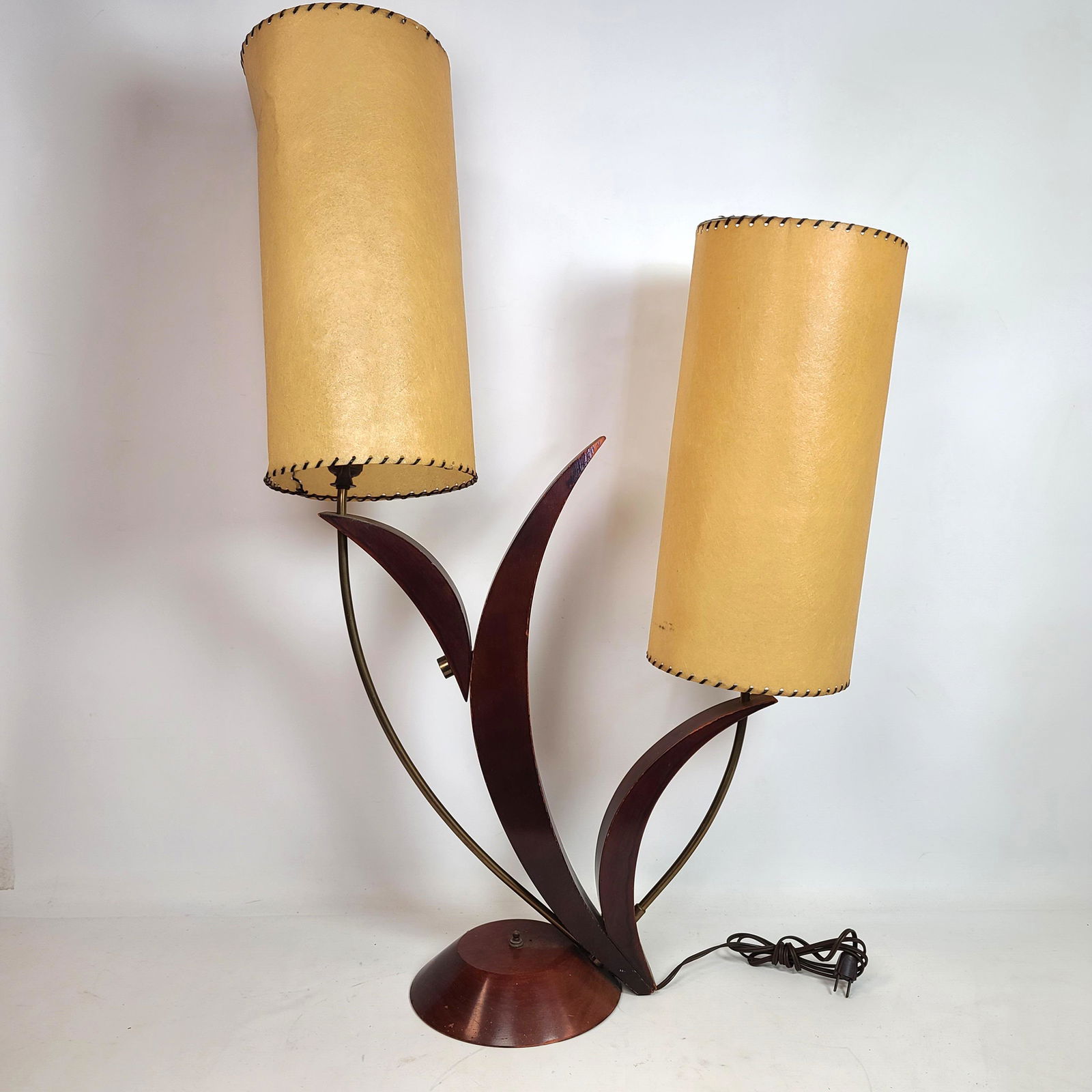 50s Modern Mod Table Lamp -  Wood and Metal Rods (1 of 7)