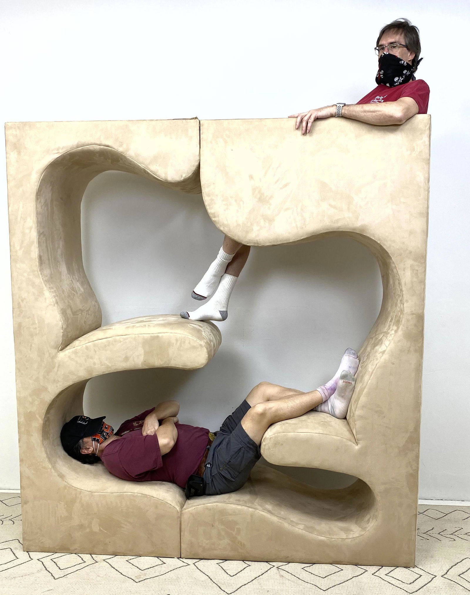 VERNER PANTON Style Living Tower Seating Unit. 2 sectio: VERNER PANTON Style Living Tower Seating Unit. 2 sections bolted together.-- Dimensions: H: 86 inches: W: 80 inches: D: 28 inches ---