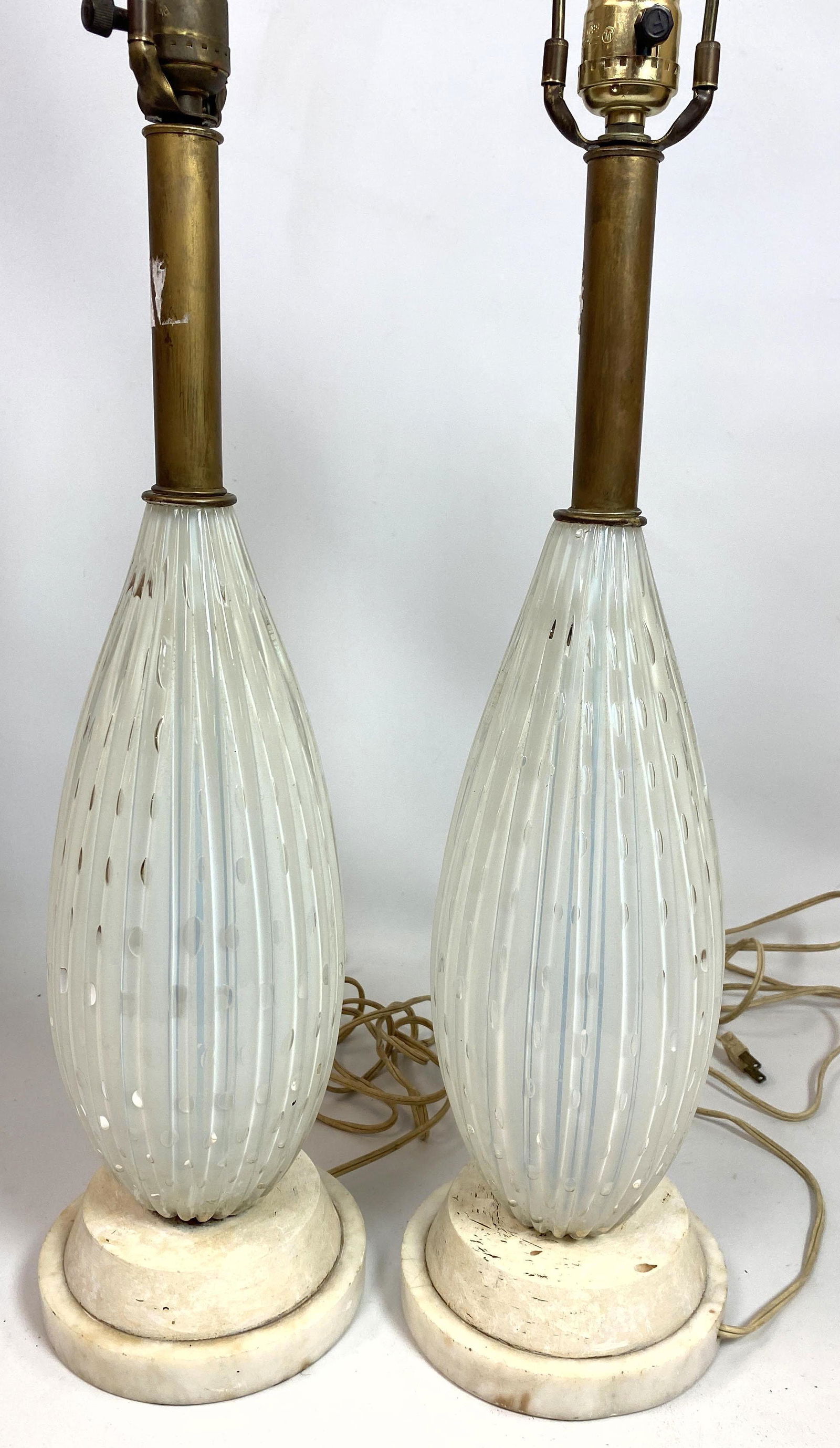 Pair Murano Glass Table Lamps.  Marble bases (1 of 12)