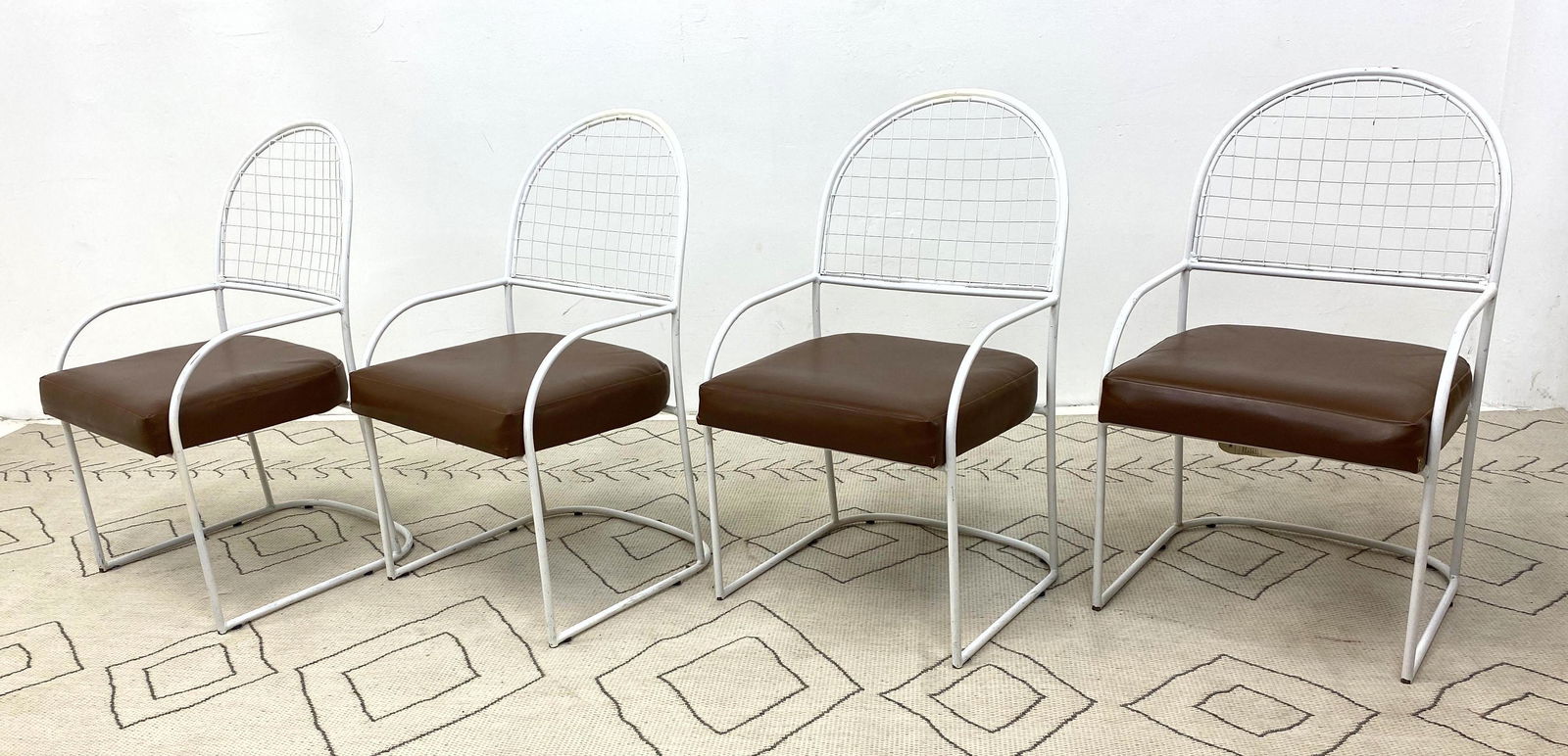 Set 4 Milo Baughman Post Modern Armchairs. White enamel (1 of 12)