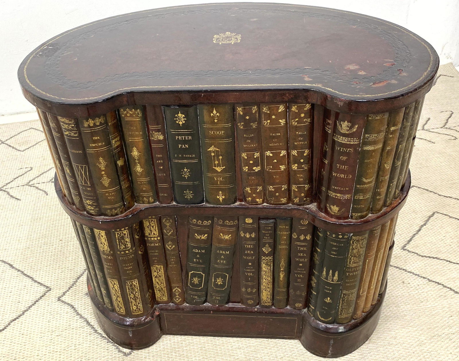 MAITLAND SMITH Leather Top Side Table.  Kidney shaped t (1 of 9)