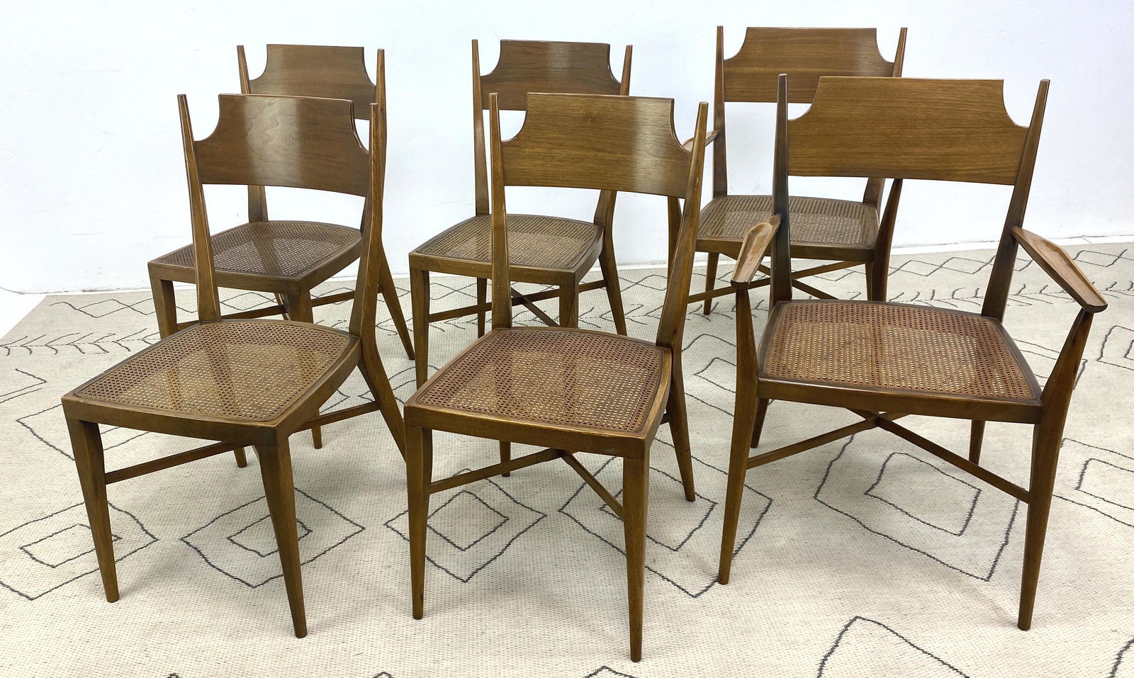Set 6 Paul McCobb Calvin Dining Chairs with Cane Seats. (1 of 7)