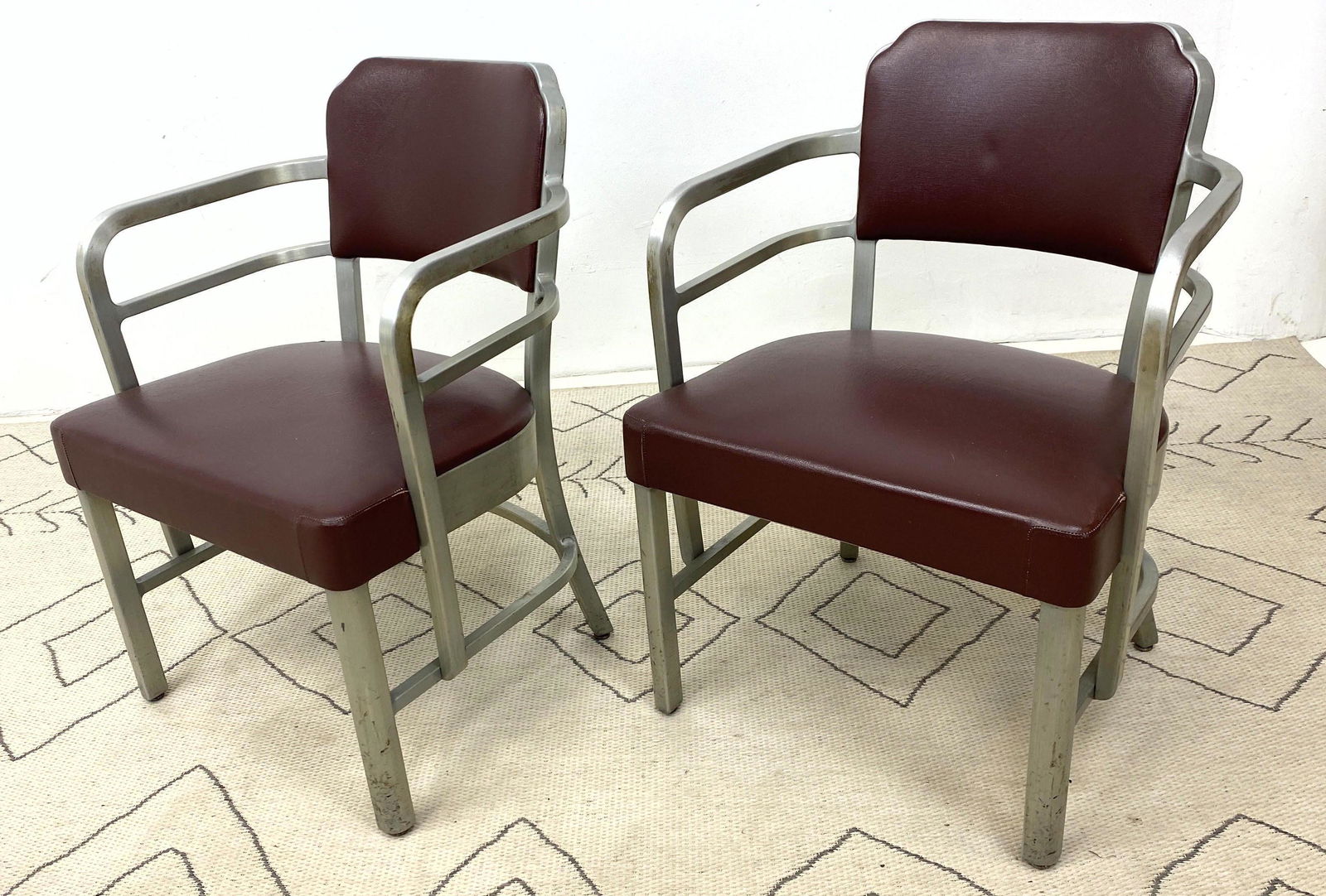 Pair Art Deco Goodform Arm Chairs.  Aluminum frames. (1 of 10)