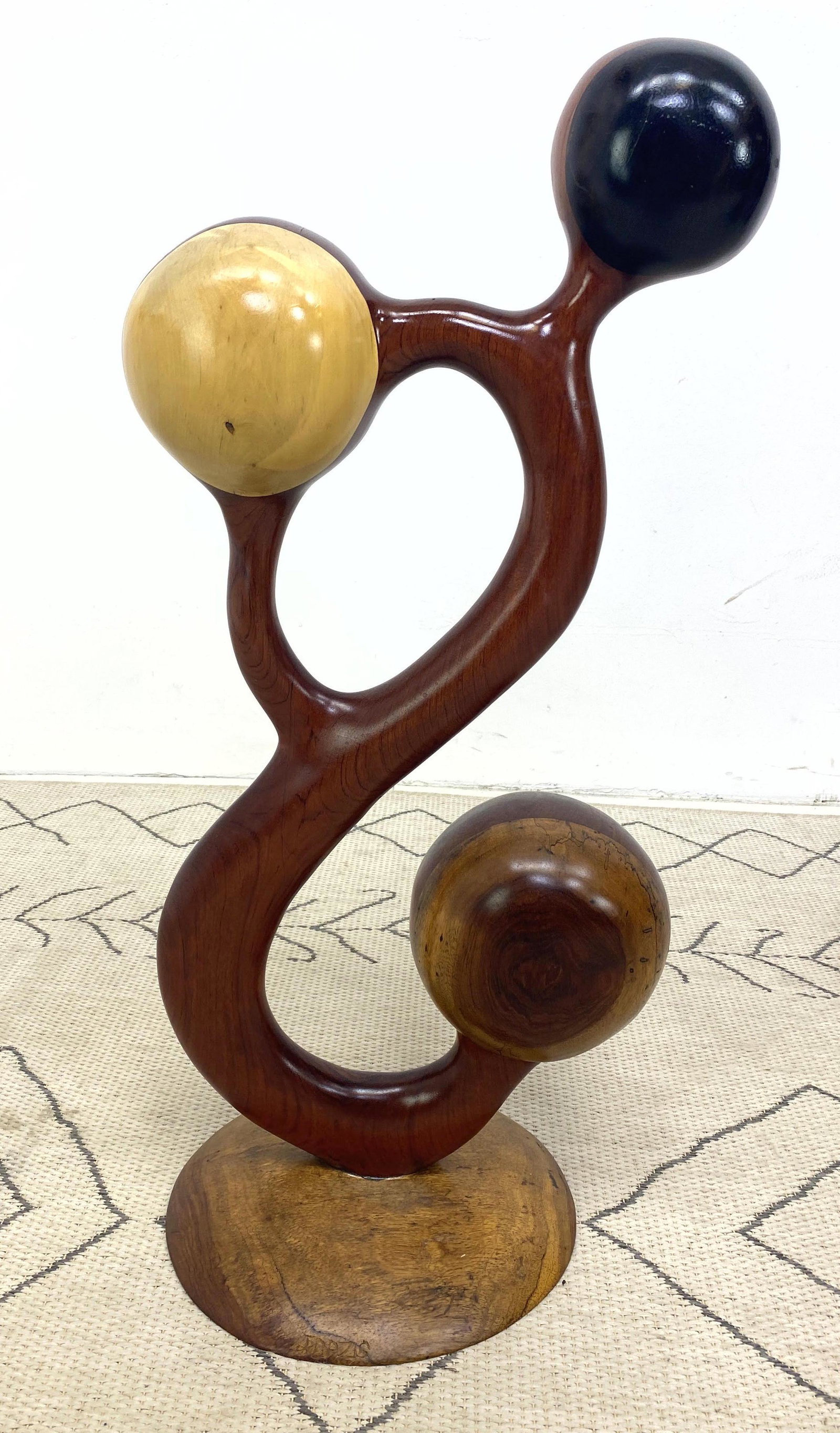 TOM BAZIS Carved Wood Sculpture. Abstract Modern Multi: TOM BAZIS Carved Wood Sculpture. Abstract Modern Multiple woods. -- Dimensions: H: 33 inches: W: 15.5 inches: D: 9 inches ---