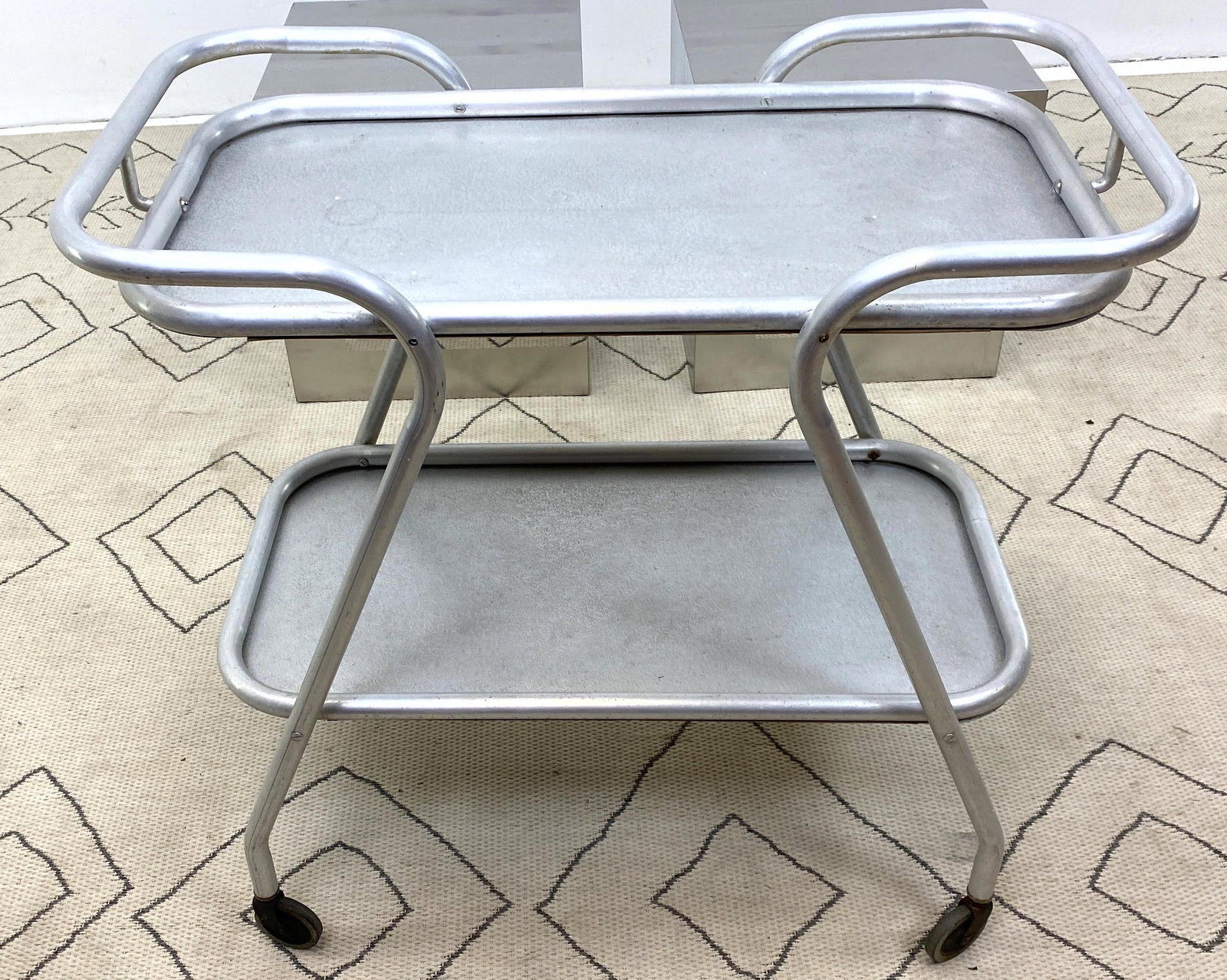 LAWNLITE aluminum Bar Cart Server. Tubular Frame.: LAWNLITE aluminum Bar Cart Server. Tubular Frame.-- Dimensions: H: 34 inches: W: 34 inches: D: 19 inches ---