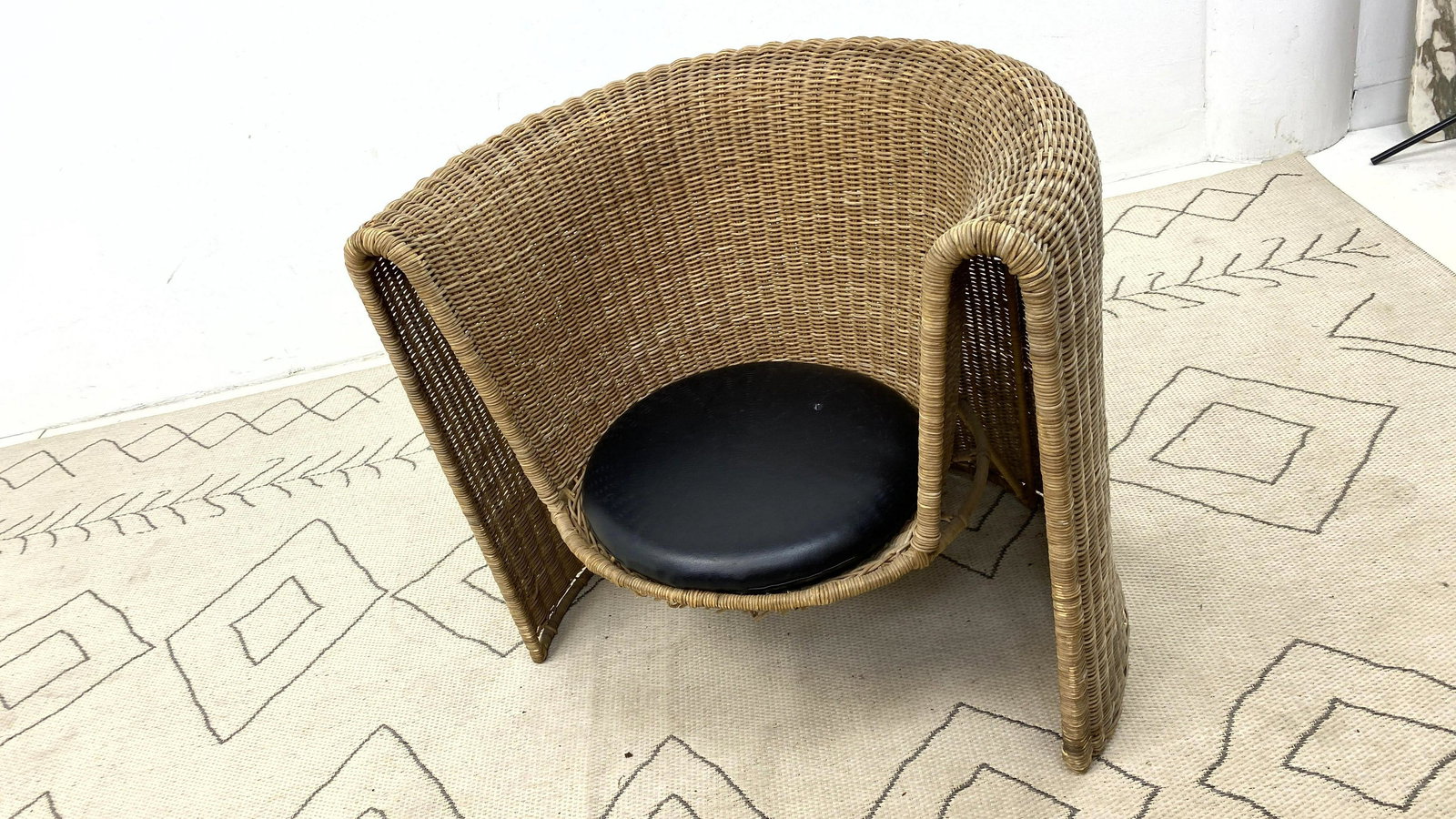 Eero Aarnio Style Steel  Frame Rattan Lounge Chair. Wov (1 of 13)