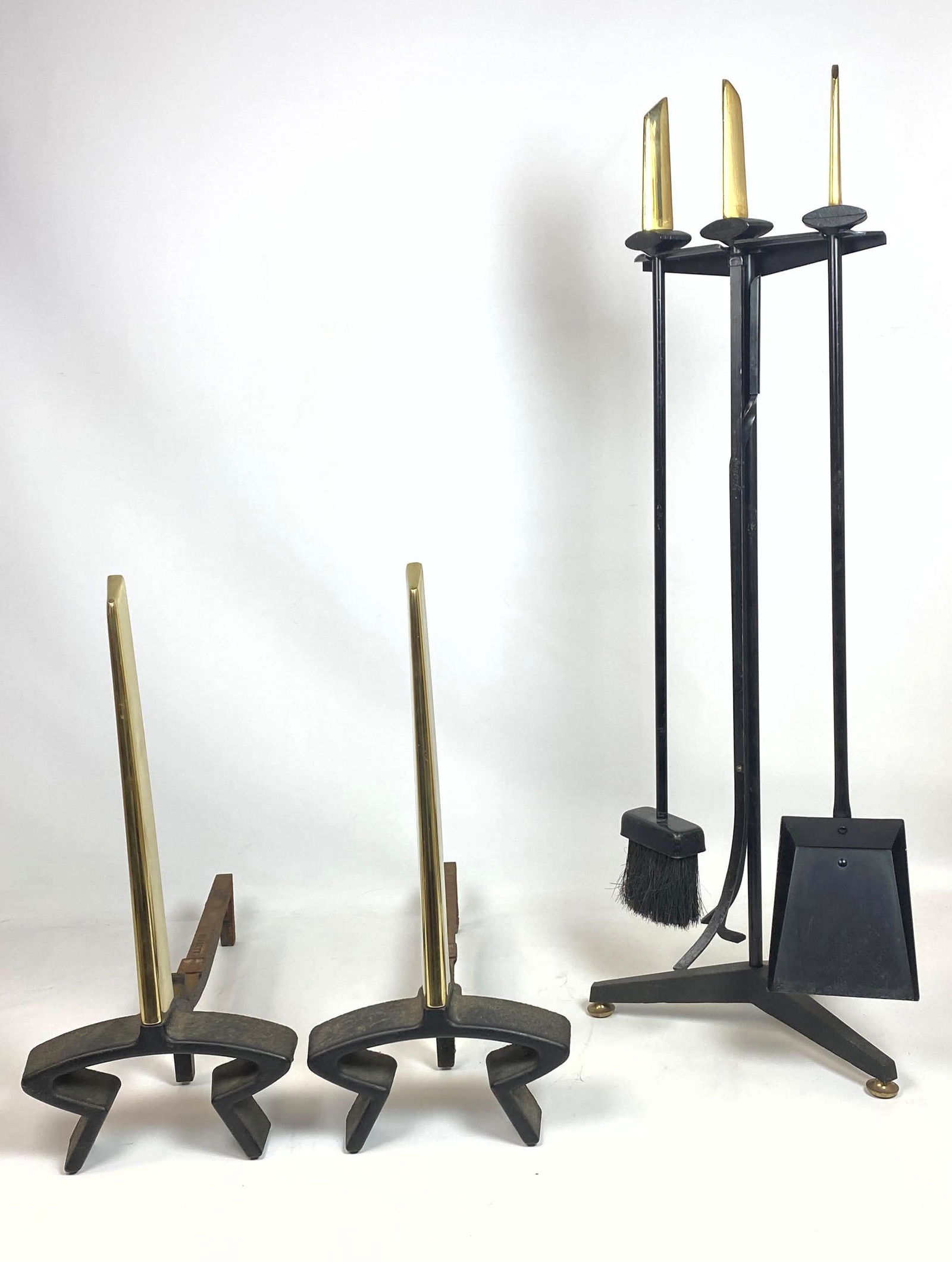 Set DONALD DESKEY Fireplace Tools and Andirons.  Modern (1 of 10)