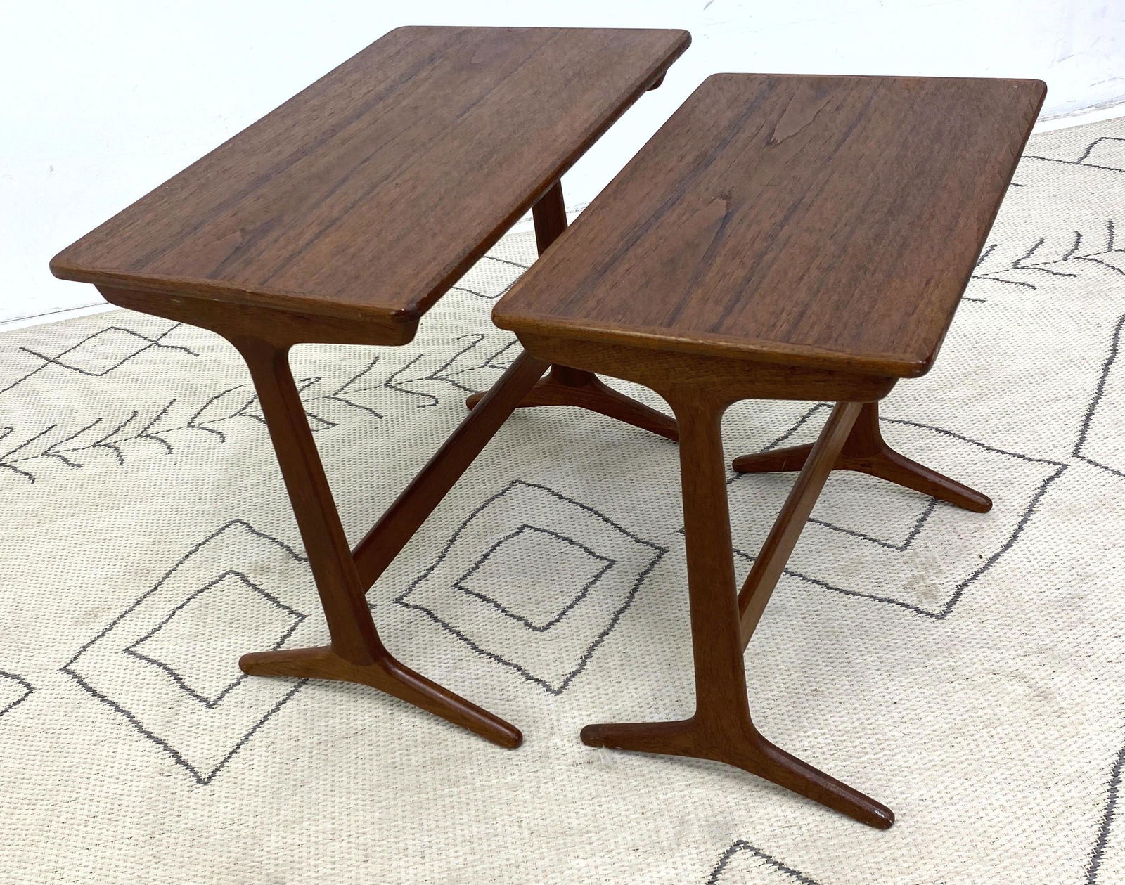 Danish Modern Teak Nesting Tables. Splayed legs. (1 of 5)