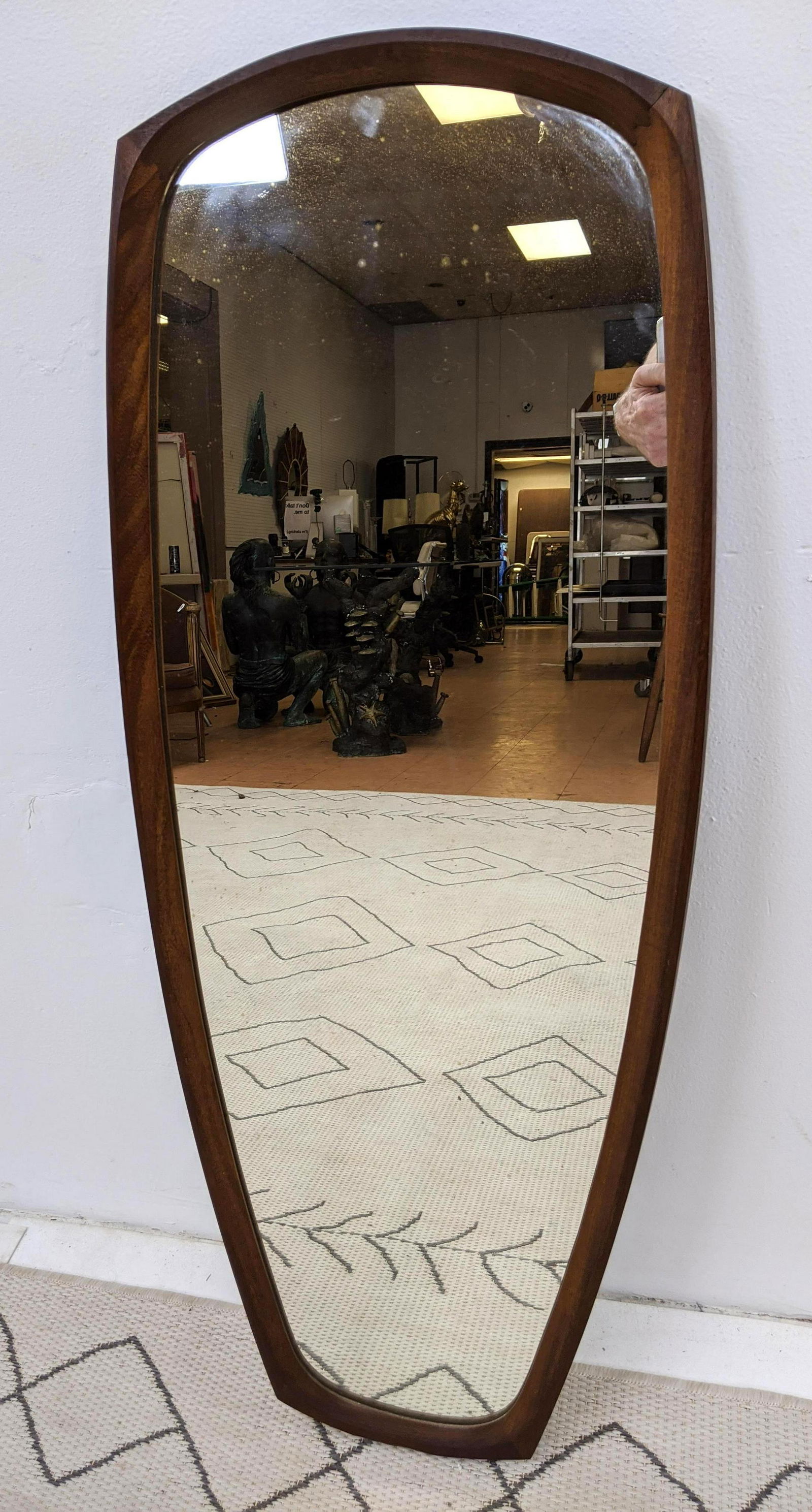 Norway Modern Teak Wall Mirror. Shaped frame. (1 of 6)