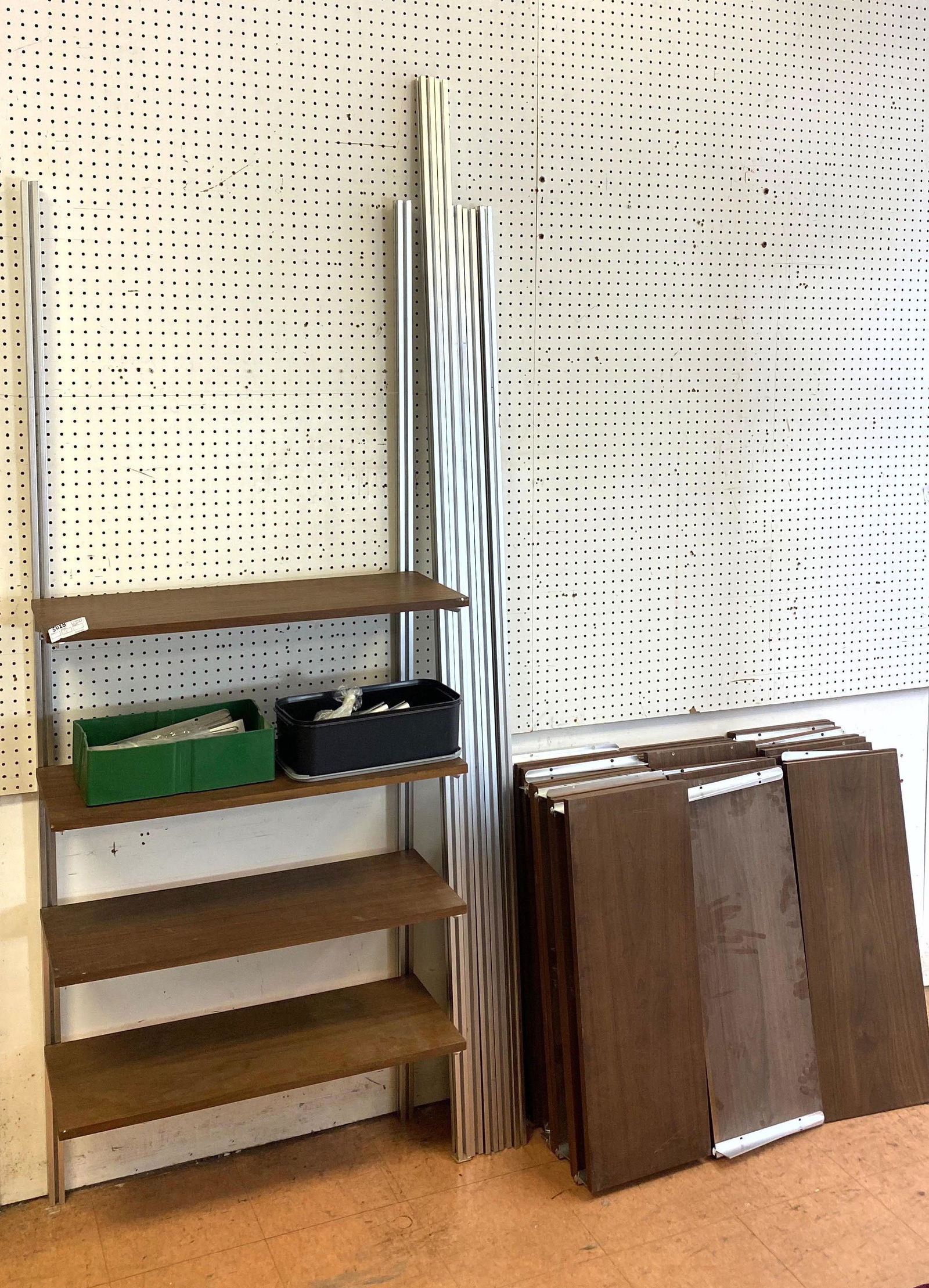 George Nelson Omni  shelf System. Walnut and aluminum. (1 of 7)
