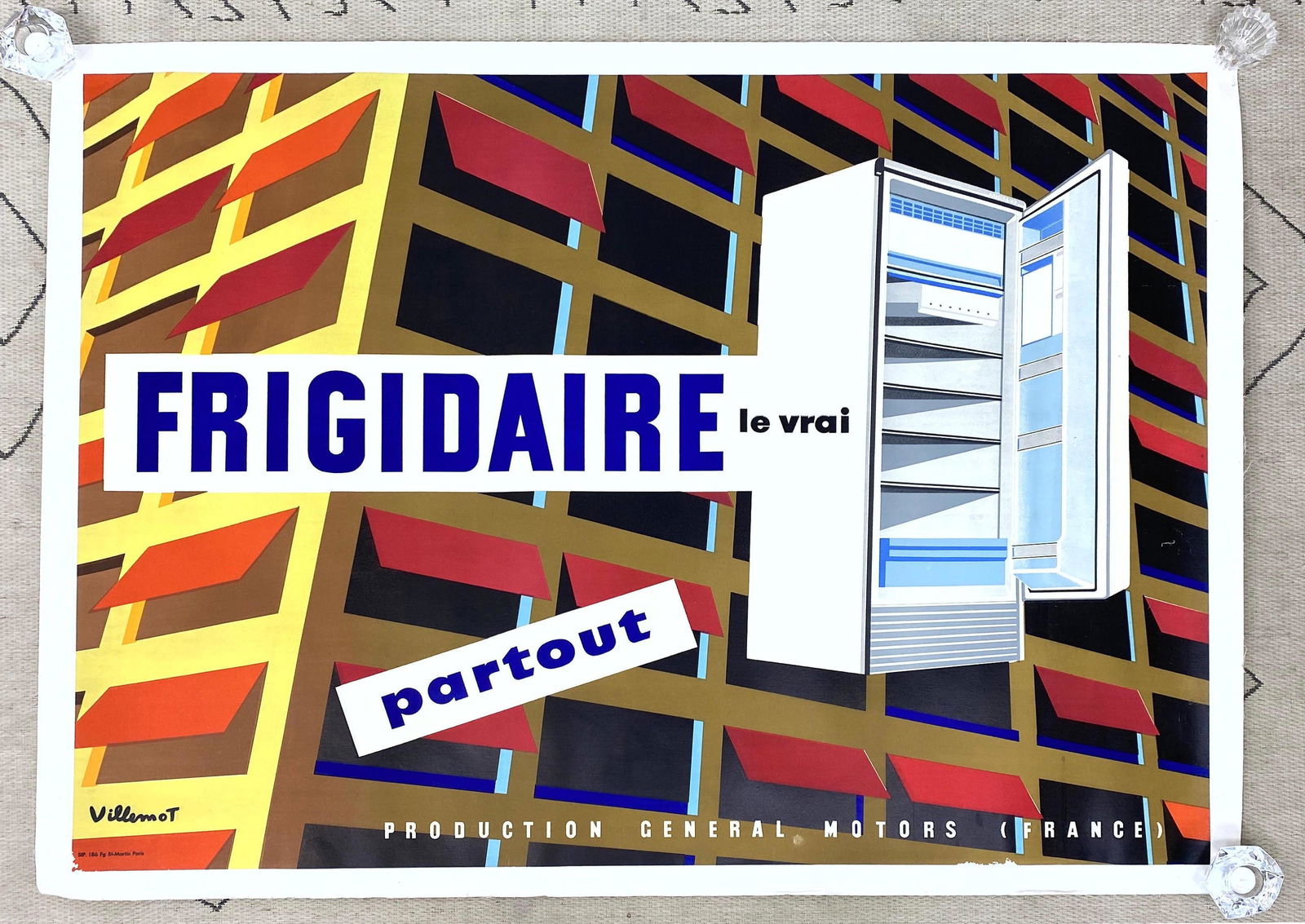 Original VILLEMONT Vintage FRIGIDAIRE French Poster.  V (1 of 8)