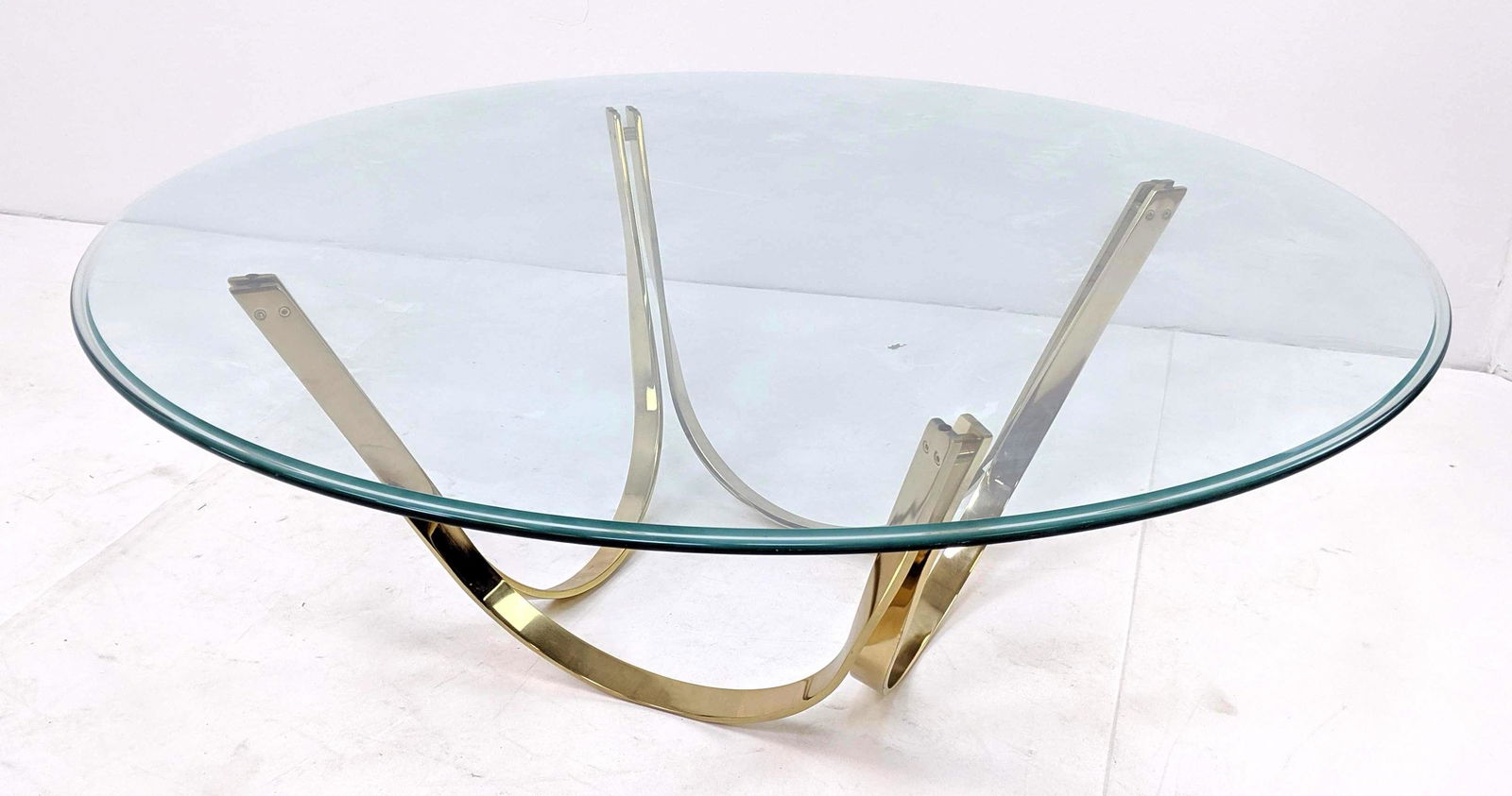 ROGER SPRUNGER Style Brass Tone Metal Glass Cocktail Ta (1 of 6)