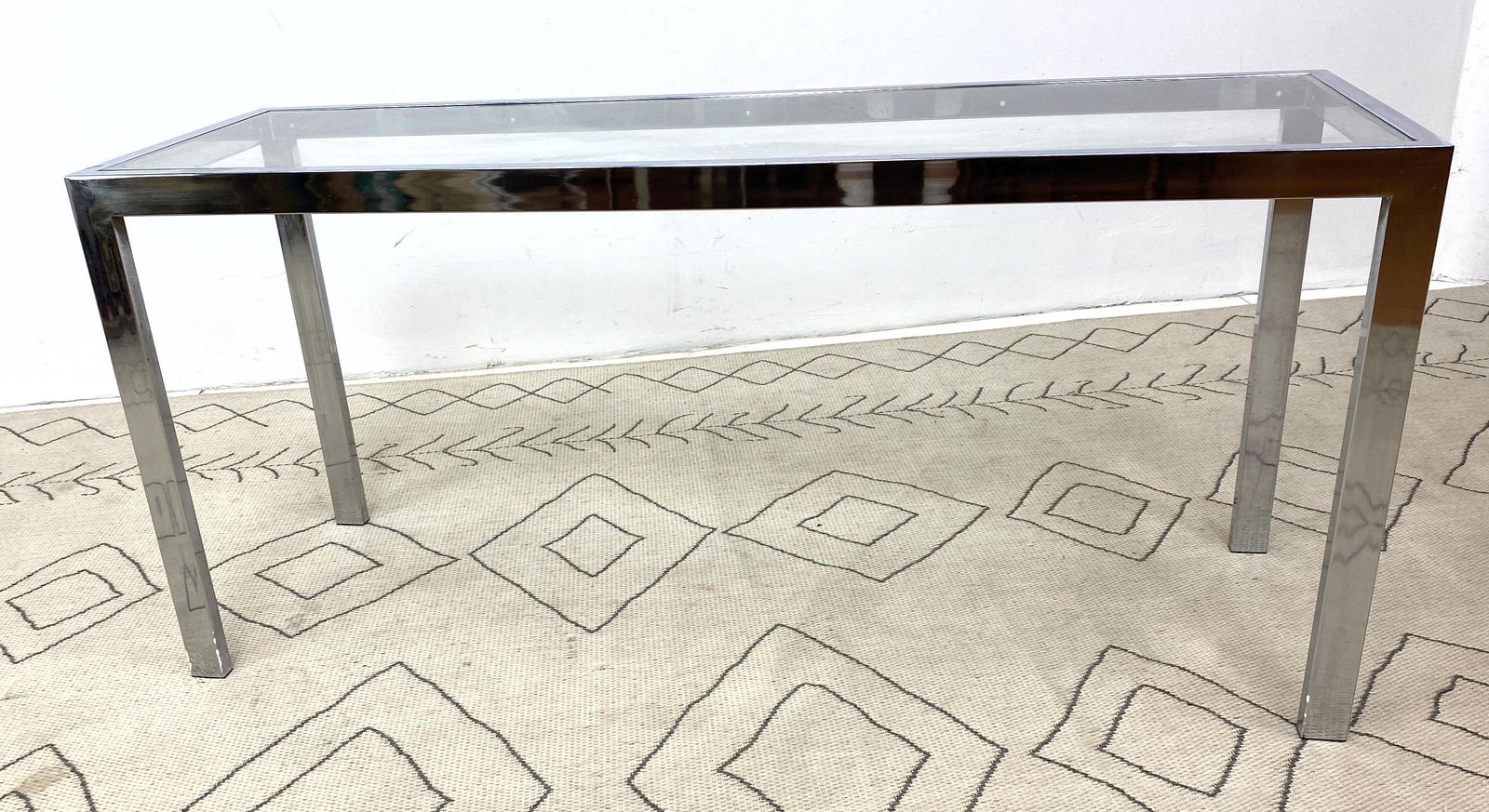 1970s Modern Milo Baughman Style Chrome Console Table (1 of 5)