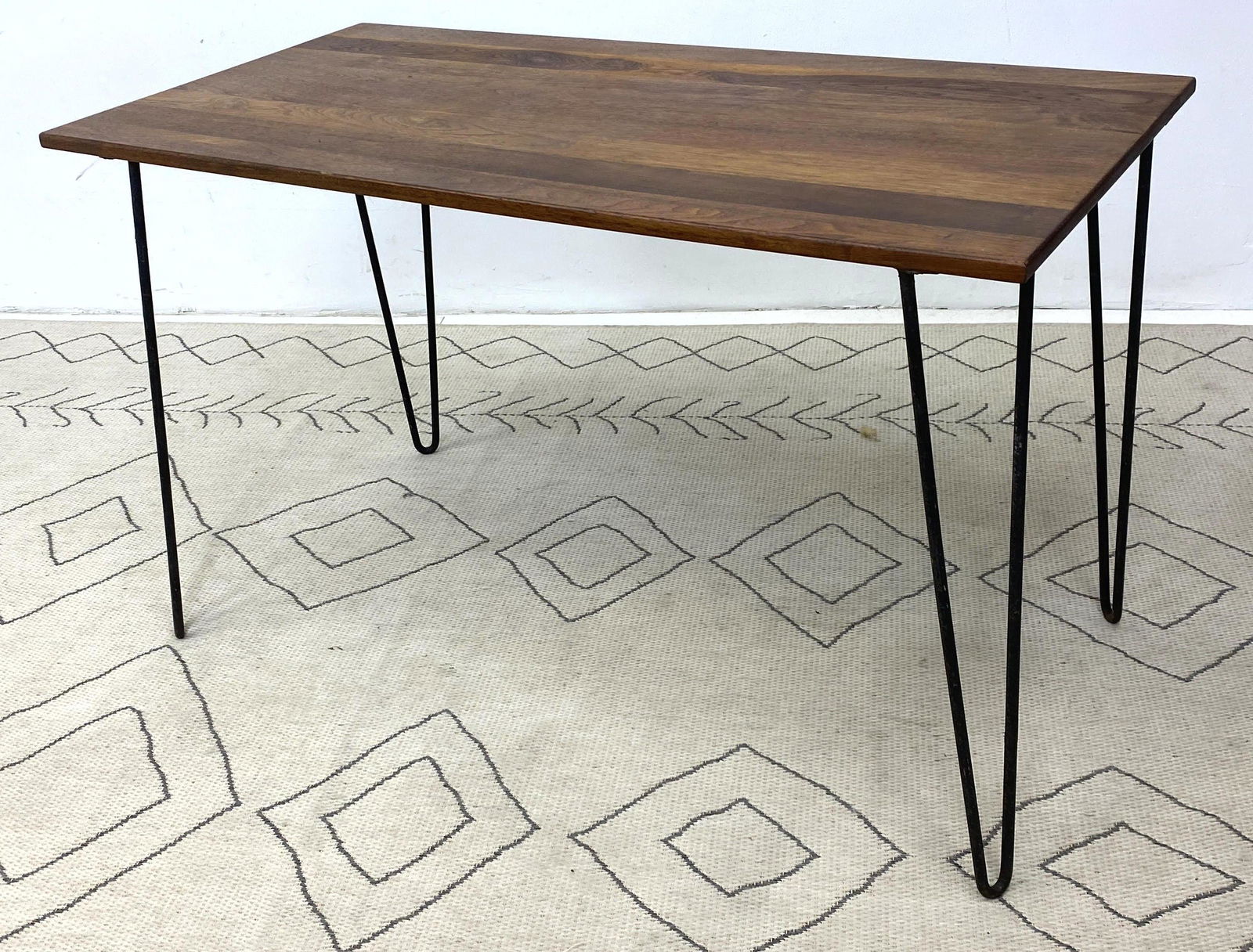 Wood and Hairpin Iron Table. Dining Height. (1 of 7)