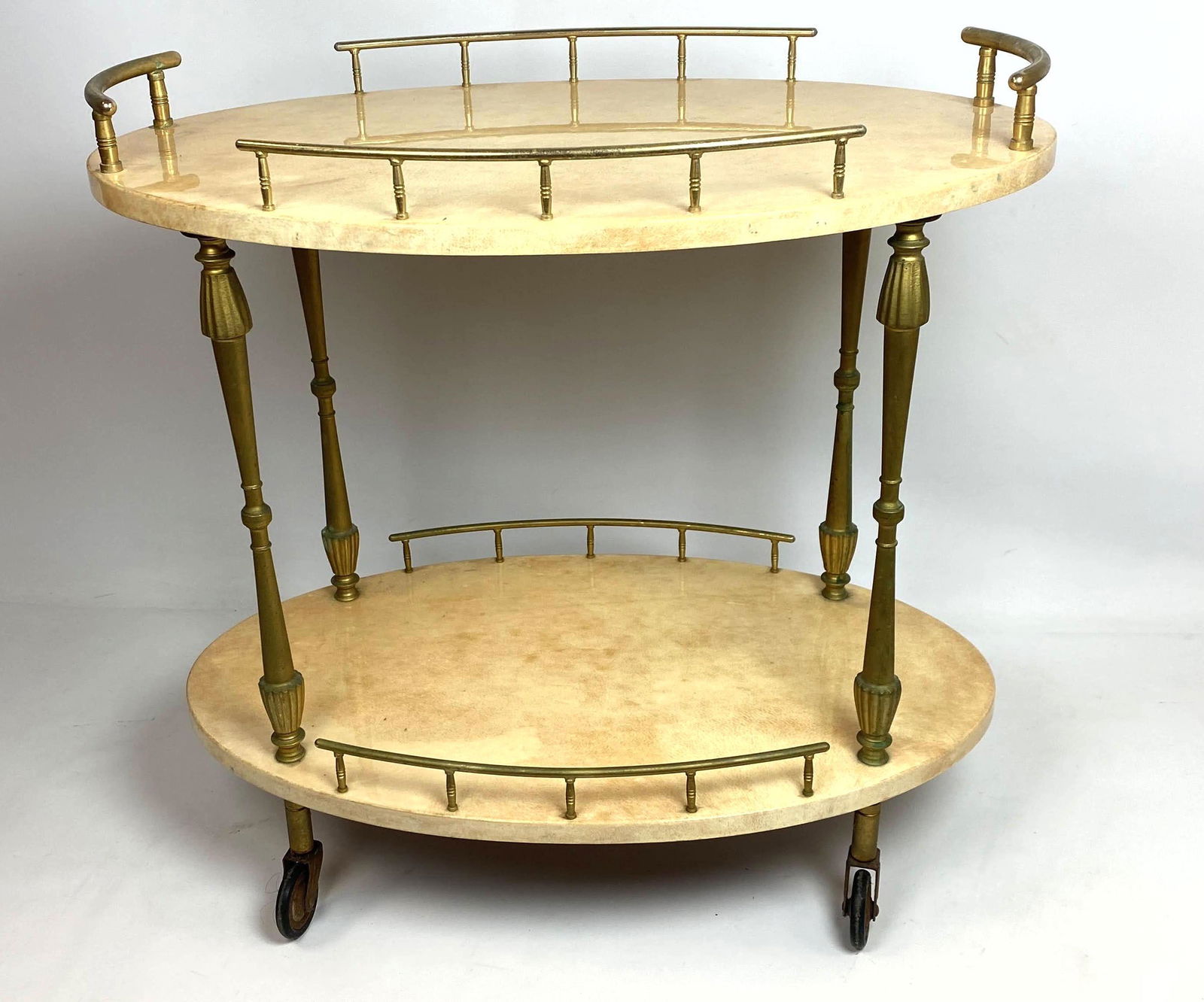 Small ALDO TURA bar Serving Cart.  Goat skin and brass. (1 of 12)