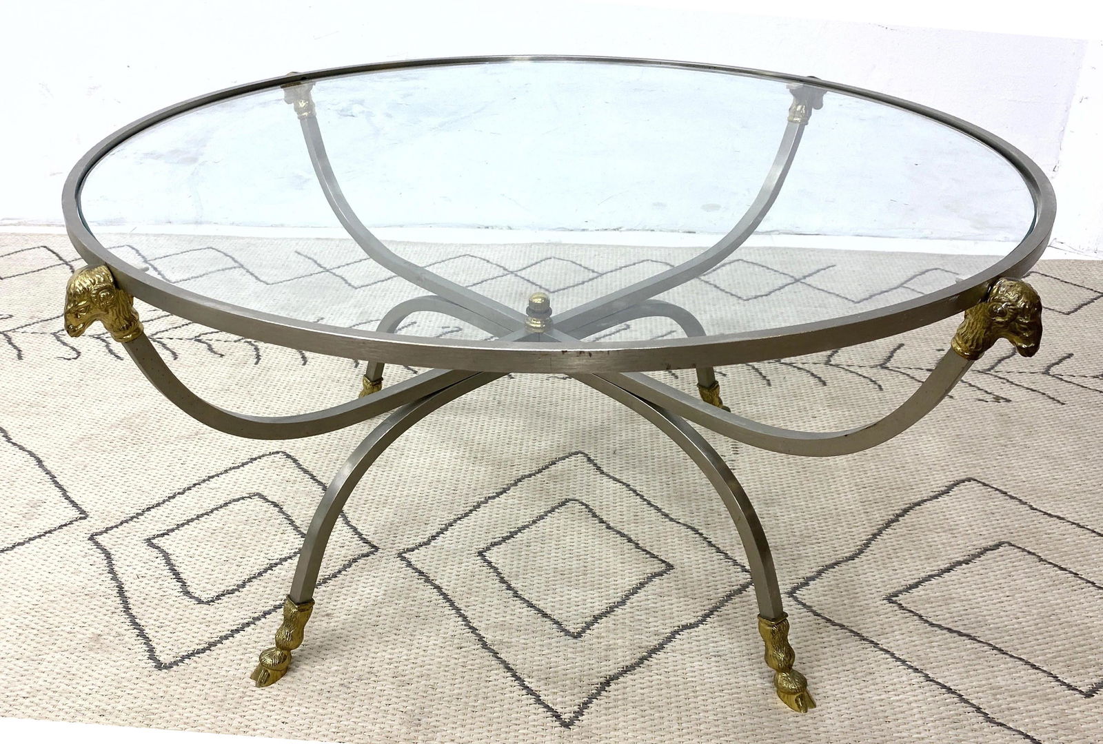 Regency Style Goat Head Coffee Cocktail Table.  Steel a (1 of 5)