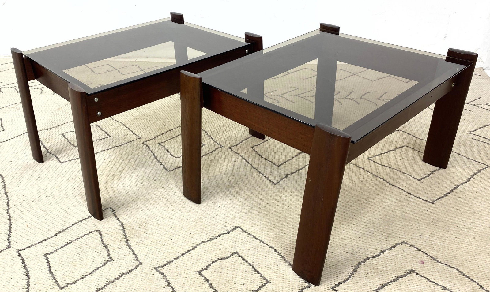 Pair LAFER Design Side End Tables.  Made in Brazil. Gla (1 of 8)