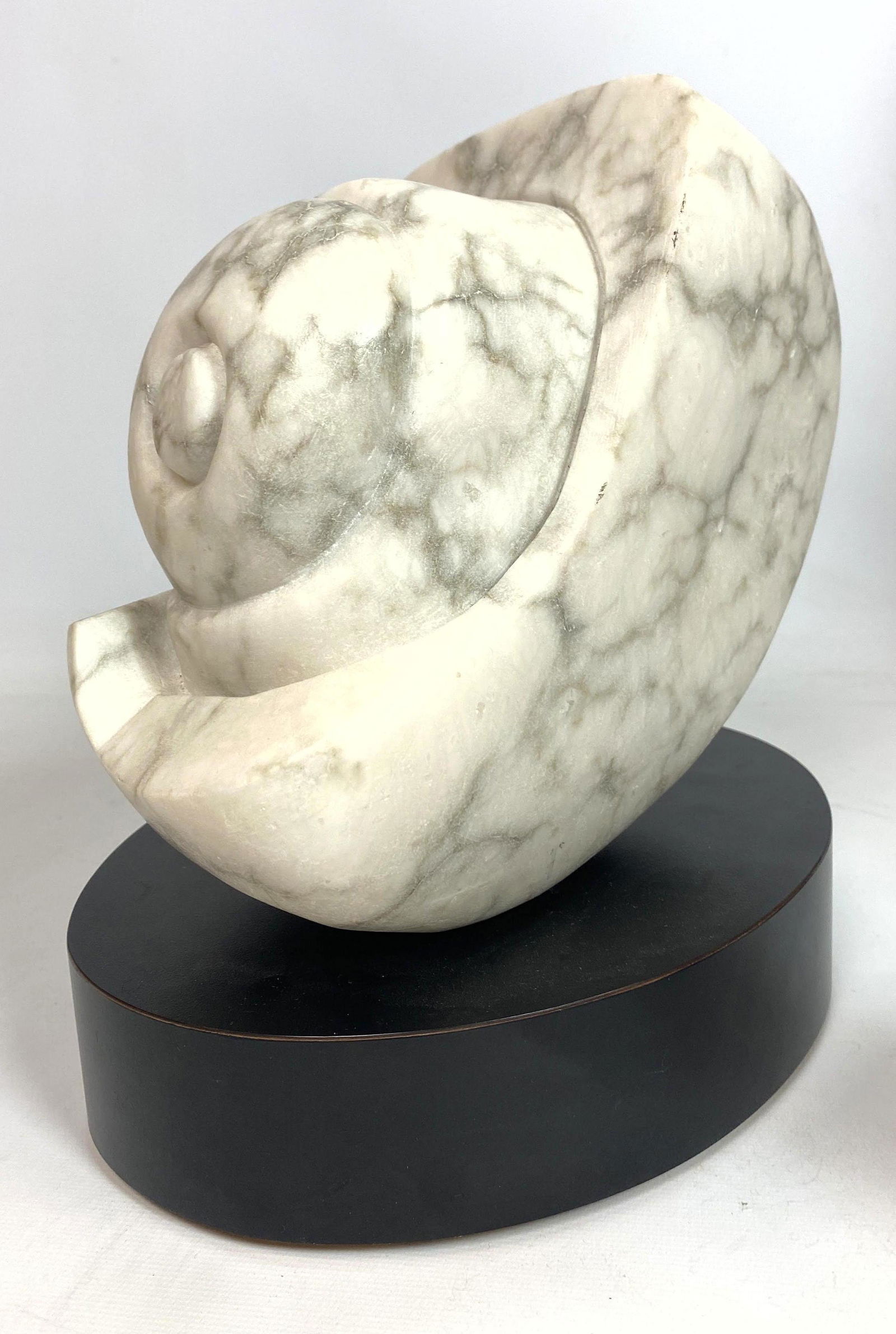 Modernist Carved Marble Table Sculpture on Revolving Bl (1 of 8)
