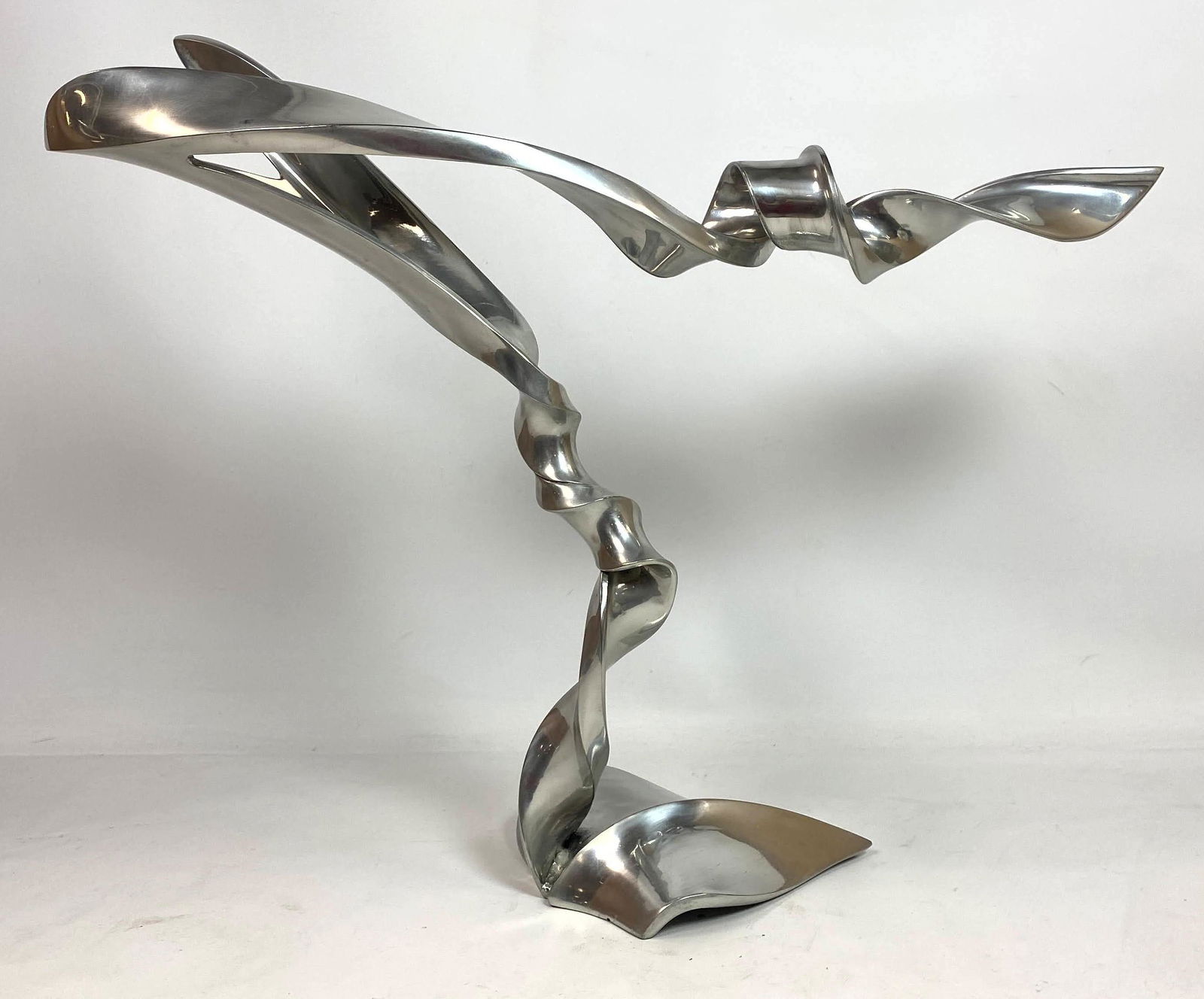 Modern Abstract Twist Aluminum Sculpture.  Ribbon form. (1 of 8)