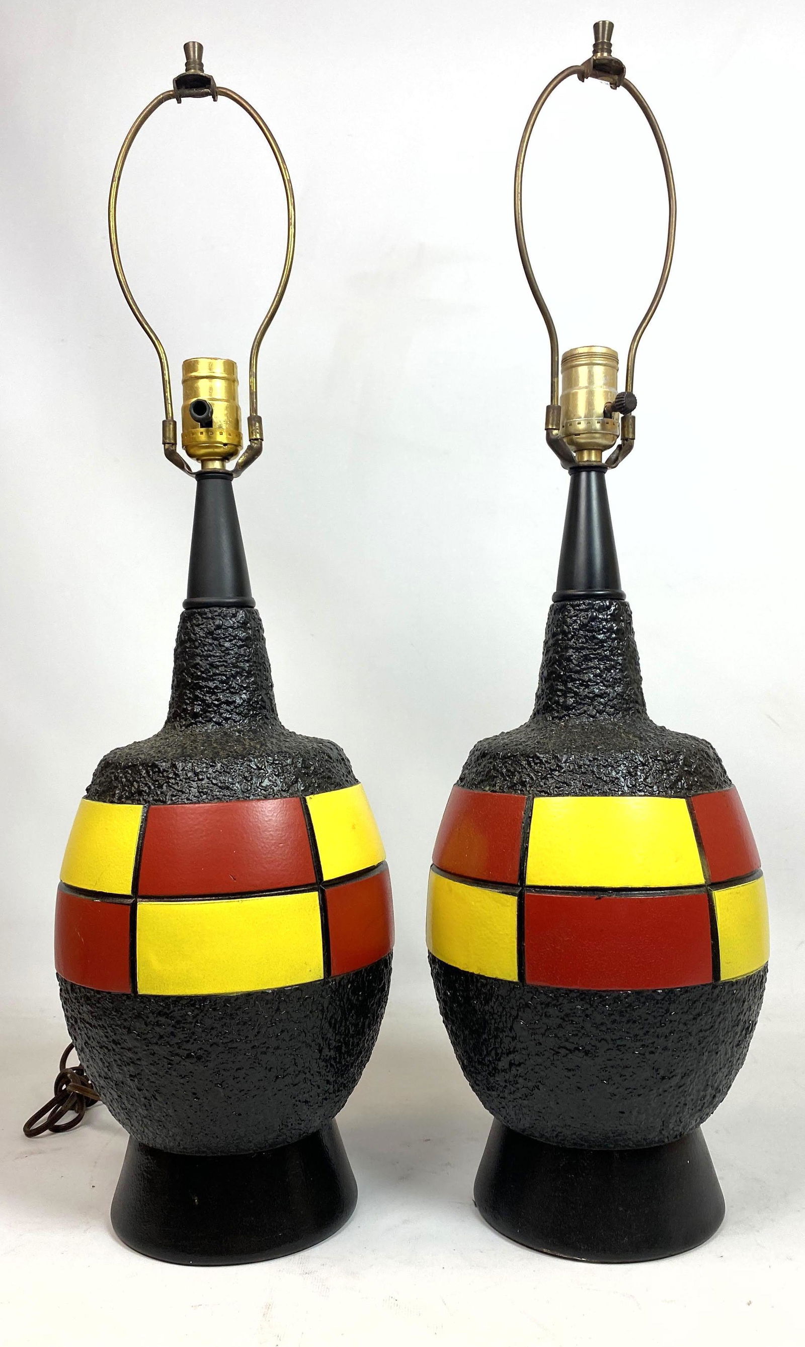 Pair PLASTO Mfg Table Lamps with Colorful (1 of 10)