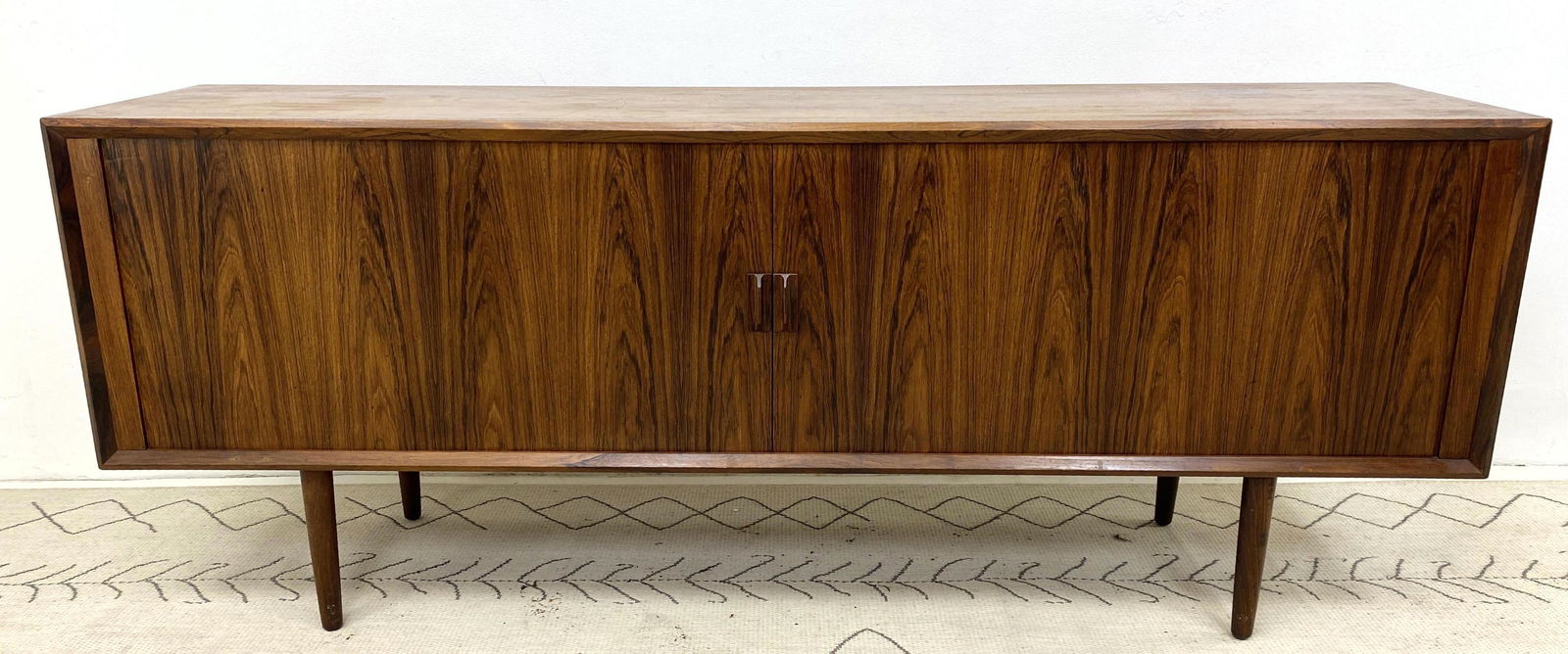 Danish Modern Rosewood Tambour Door Credenza Cabinet. (1 of 10)