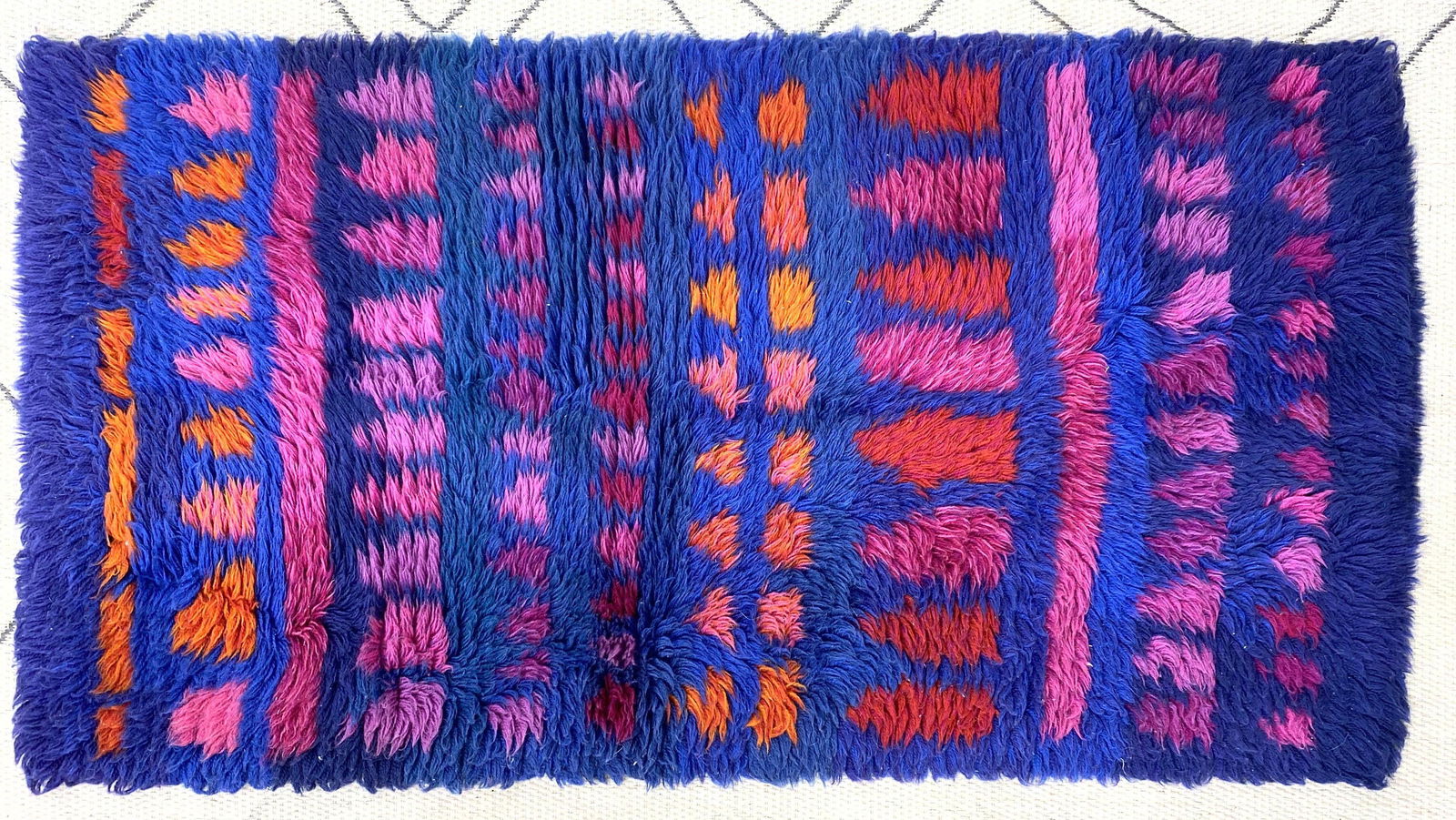 Mid Century Modern Shag Carpet Rug Runner. Colorful (1 of 7)