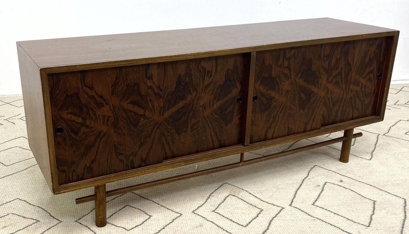American Modern LANE Sliding Door Credenza Cabinet. Wal (1 of 6)