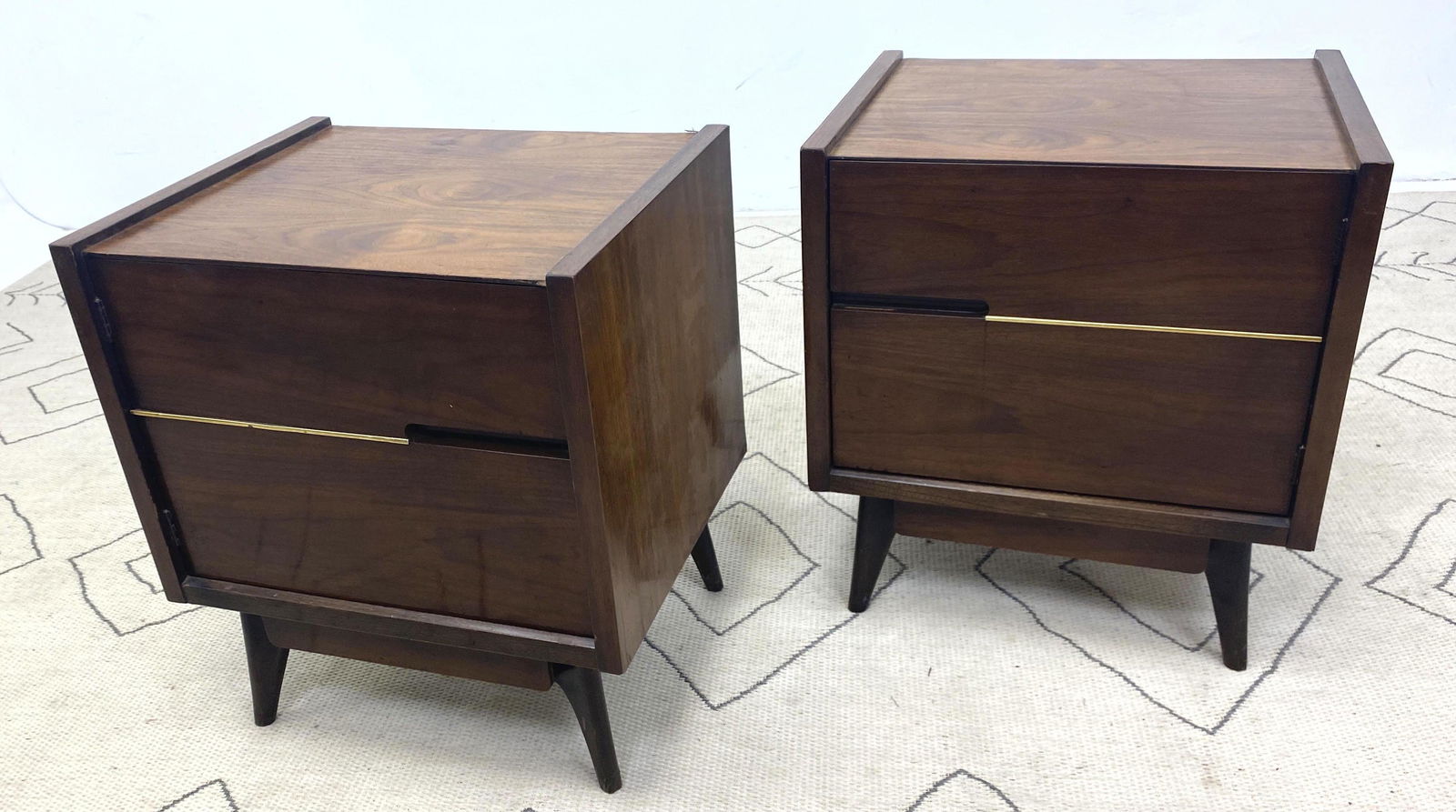 Pair American Modern Walnut Side Tables Night Stands. A (1 of 9)