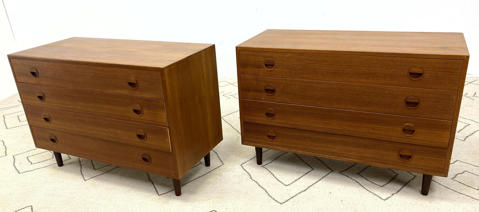 Hansen and Guldborg Teak Dressers Chests. Danish Moder: Hansen and Guldborg Teak Dressers Chests. Danish Modern Teak with wood handles. -- Dimensions: H: 25 inches: W: 35.25 inches: D: 16 inches ---