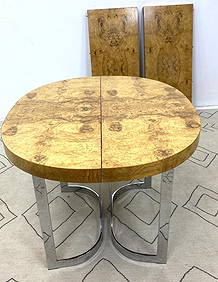 LANE Milo Baughman Style Dining Table with Burl Wood To (1 of 10)