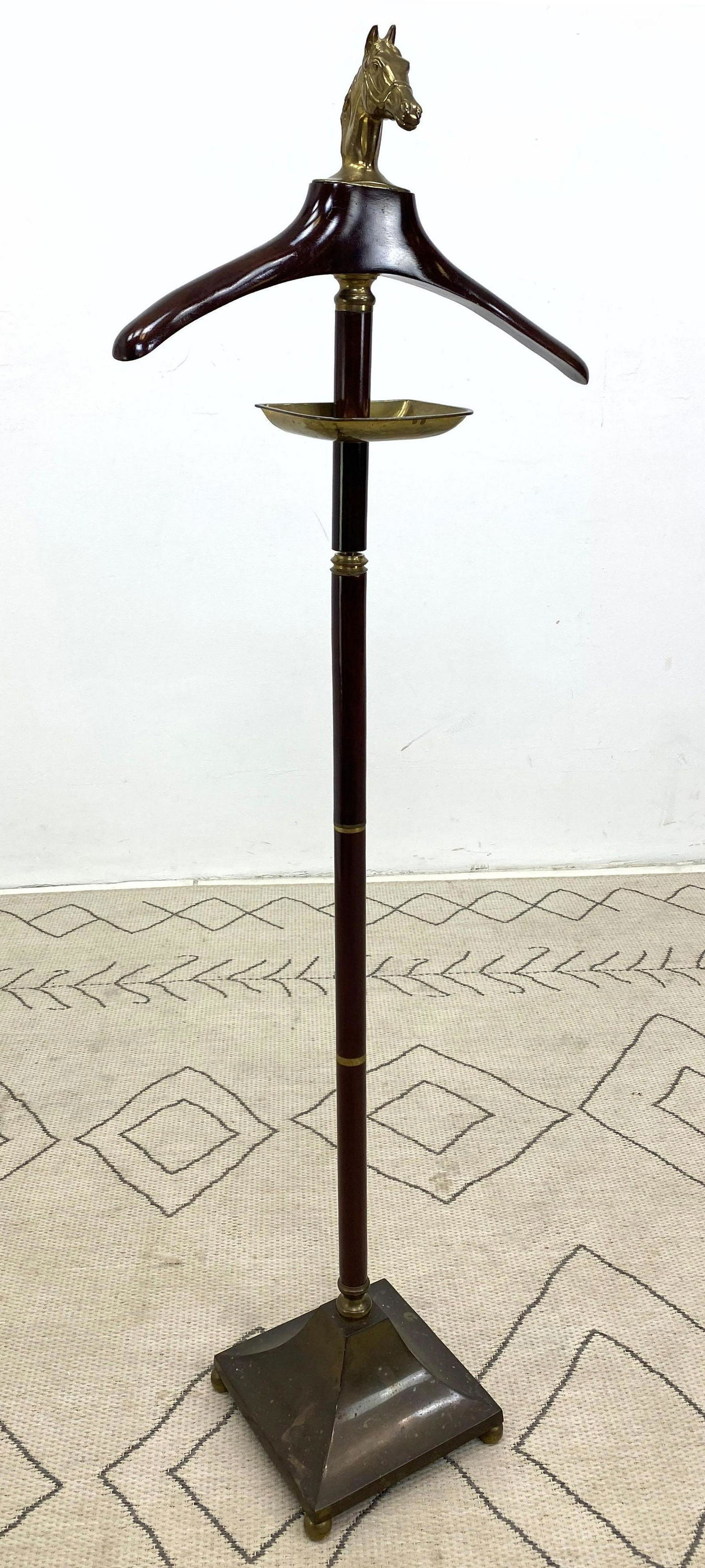 Decorative Italian Brass and Wood Valet Clothes Stand w (1 of 6)