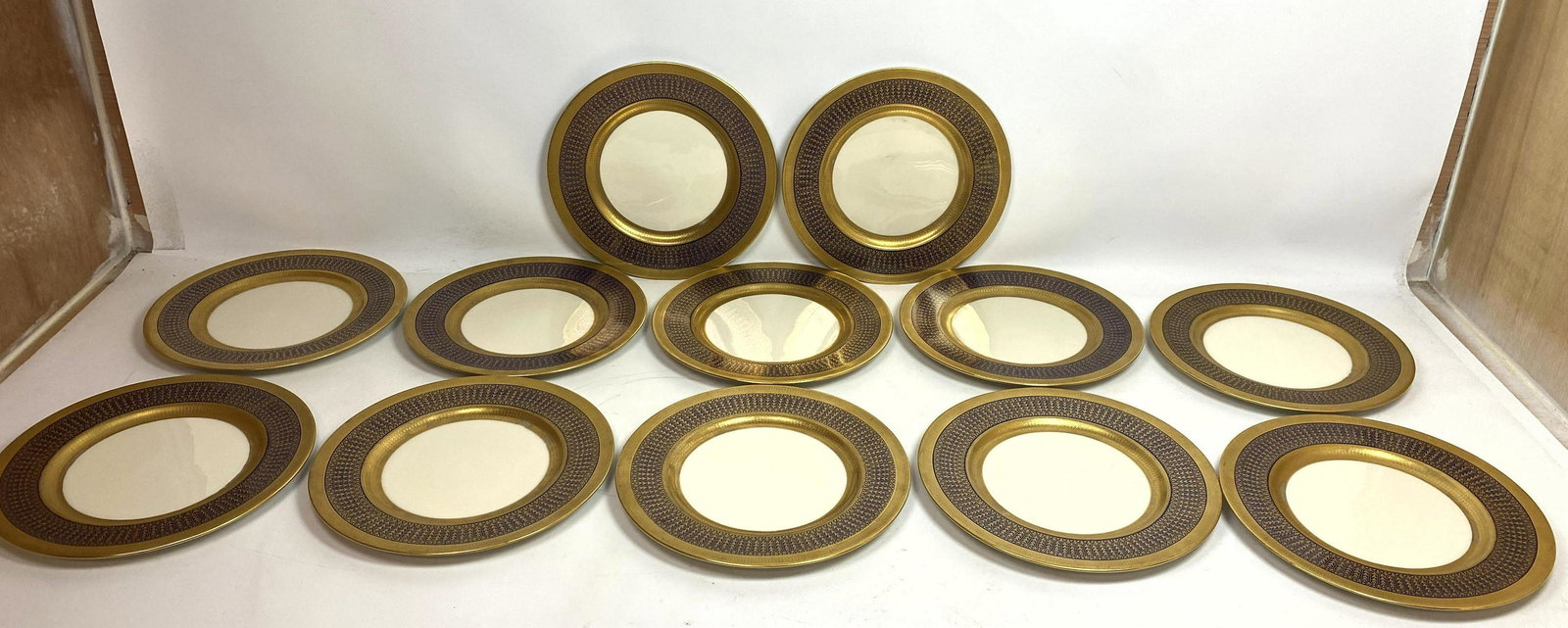 Set 12 Lenox Cobalt and Gold Rim Plates.  10.5 inch pla (1 of 8)