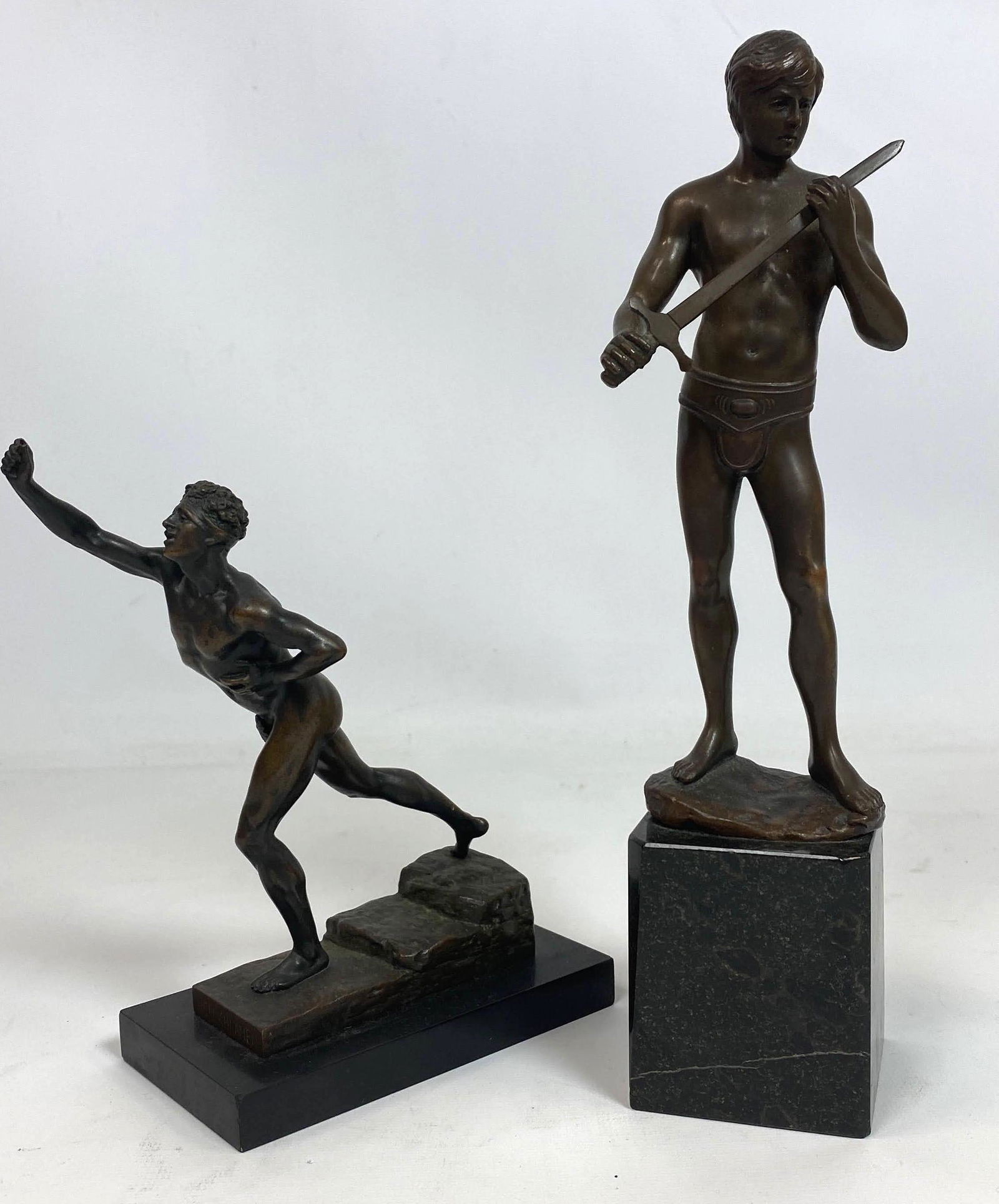 Pair Classical Bronze Sculptures. Athlete and Mann with (1 of 7)
