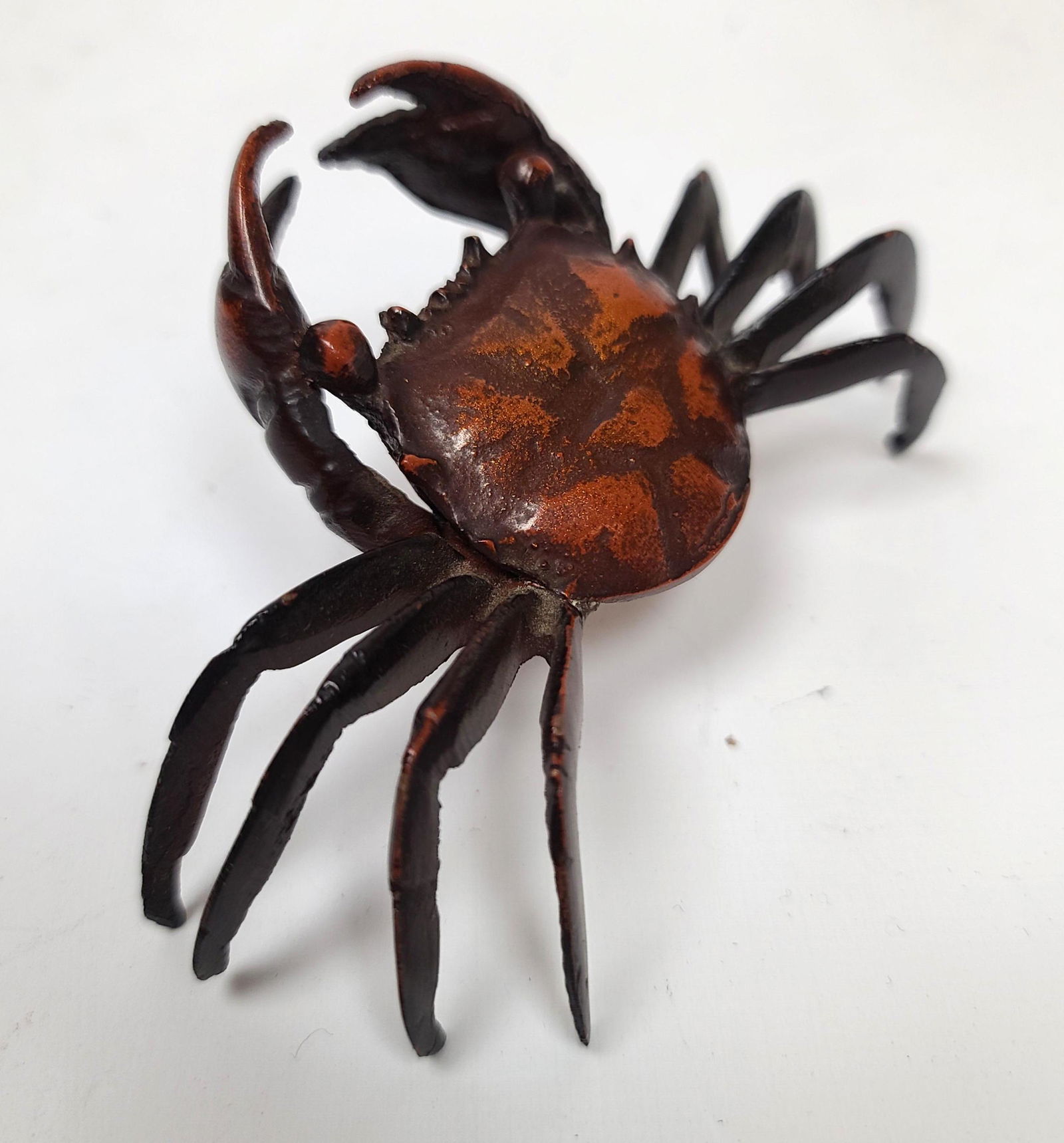 Bronze Japanese Crab Figure Sculpture.  Copper patina. (1 of 5)