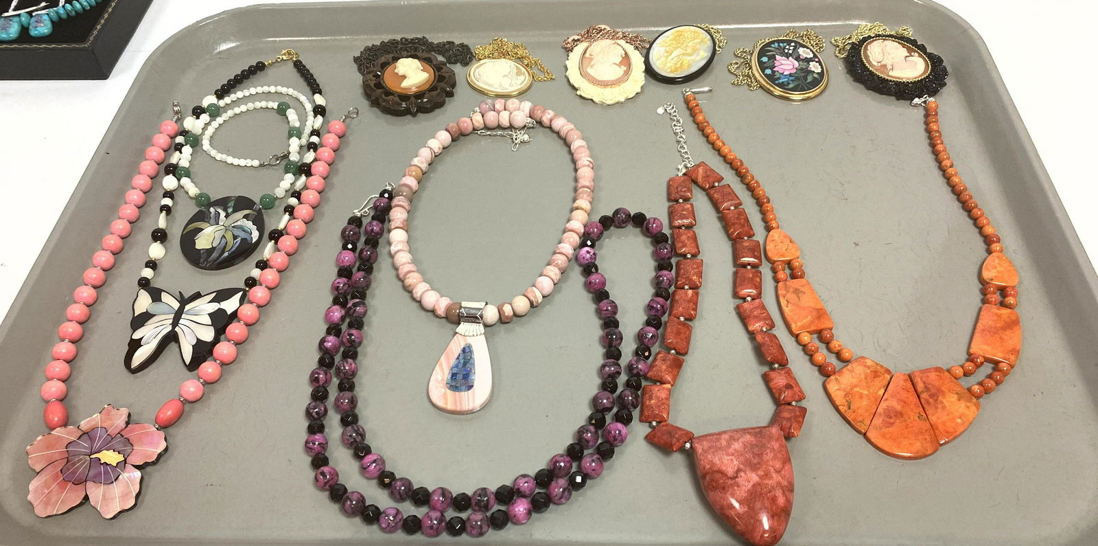 13pc Costume Jewelry Lot. Six pendant necklace; some wi (1 of 8)