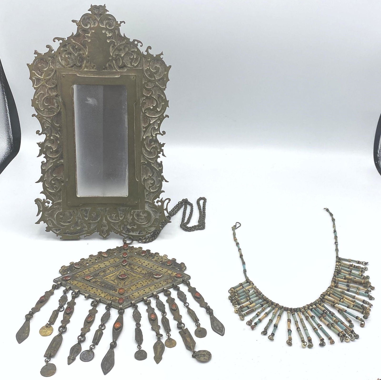 3pc Ethnographic Objects. Two tribal necklaces. One Bra (1 of 6)