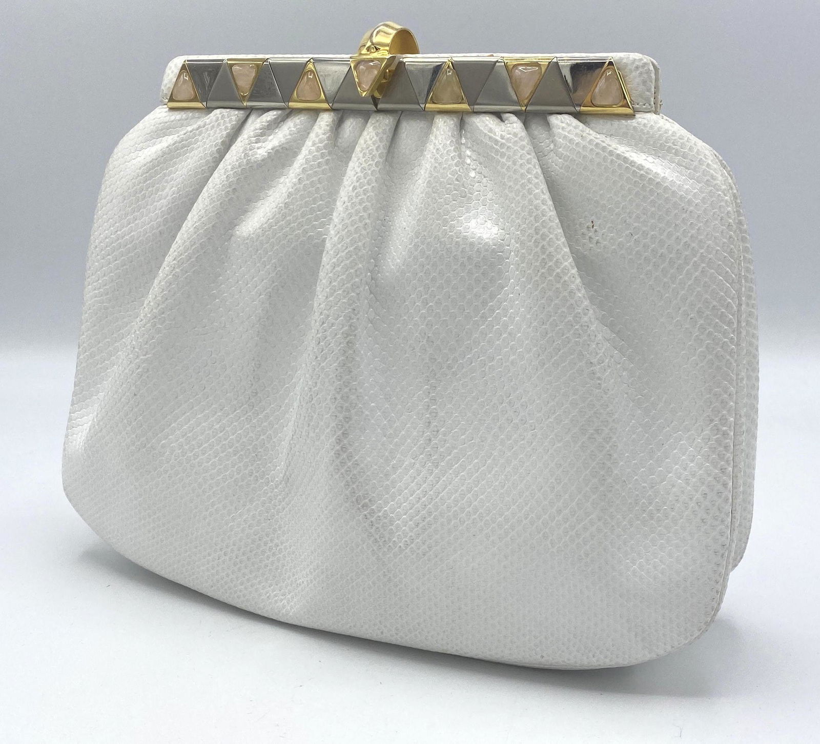 JUDITH LEIBER White snakeskin Purse Evening Bag. Decora (1 of 7)