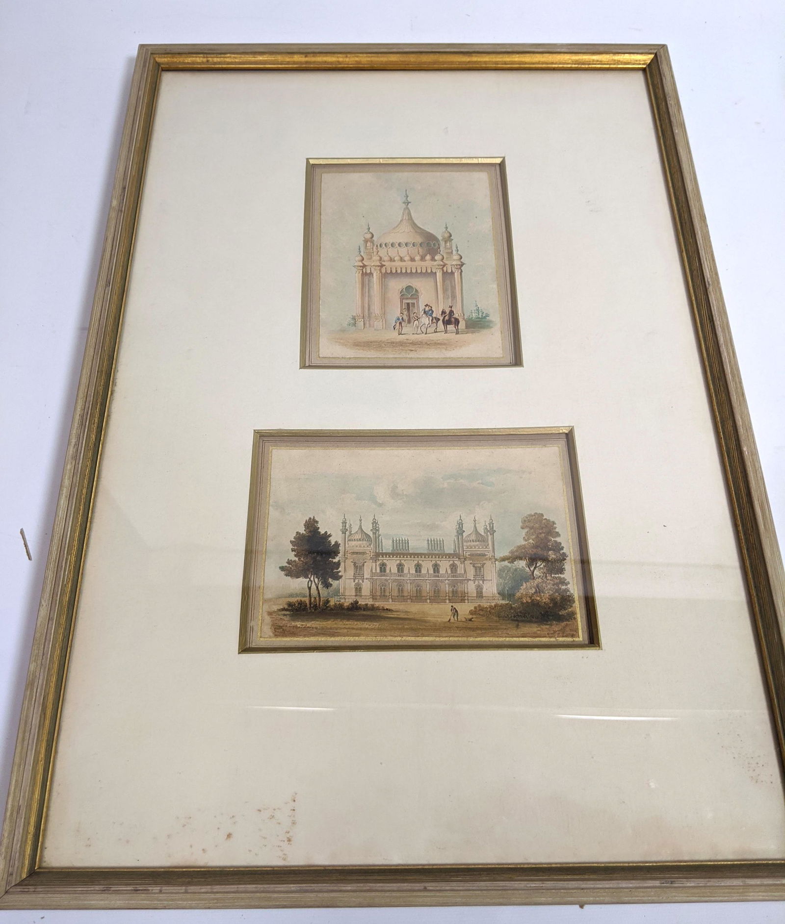 2pcs in one frame Aquatint Prints.  Top Unsigned, Botto (1 of 5)
