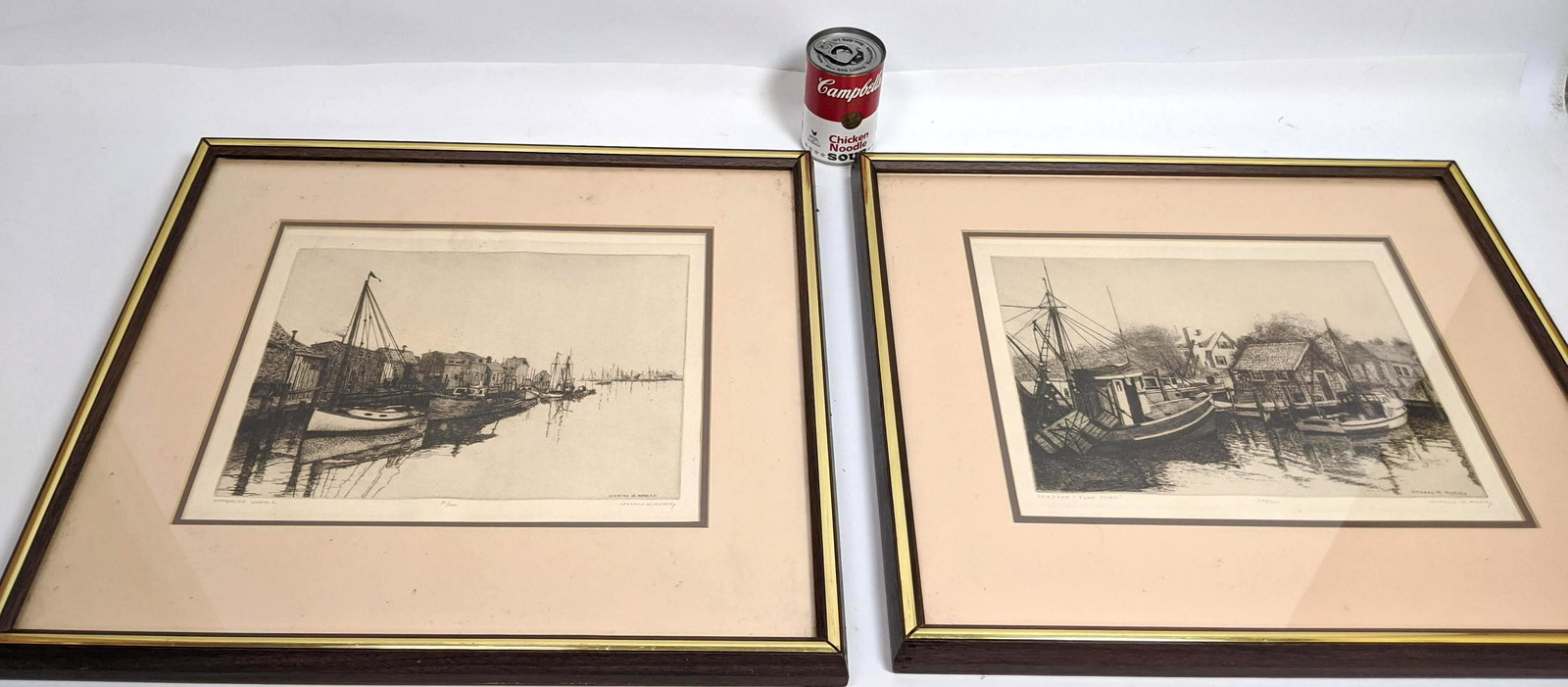 Pair LEONARD J MERKSEY Etching Prints. Provincetown Nan (1 of 11)