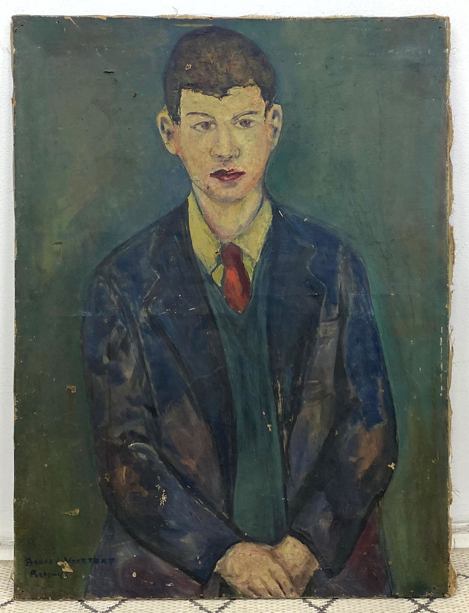 French Folk Art Portrait Oil Painting.  SPANISH EXILE P (1 of 10)