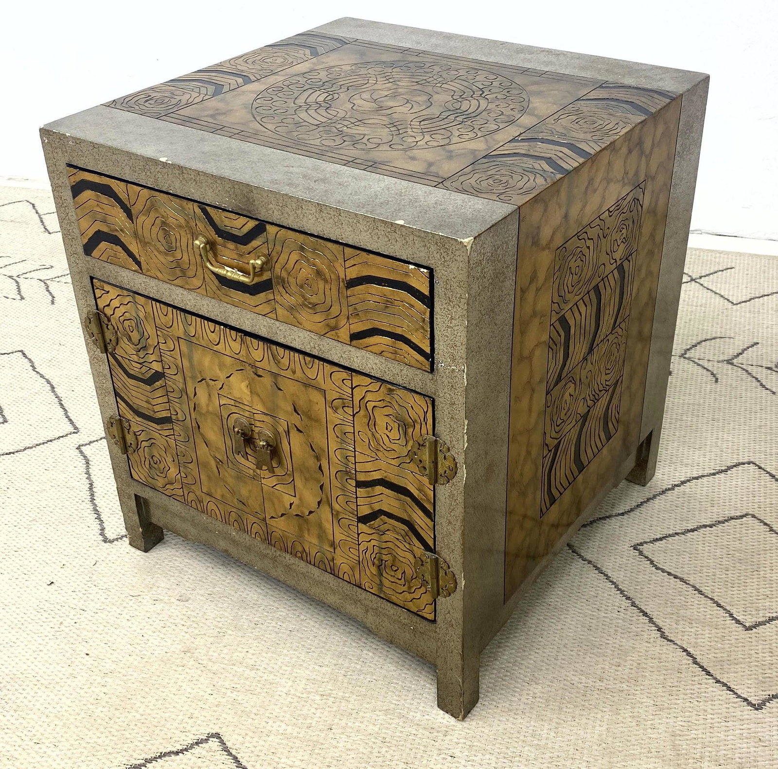 Decorative Paint Decorated Side Cabinet. (1 of 10)