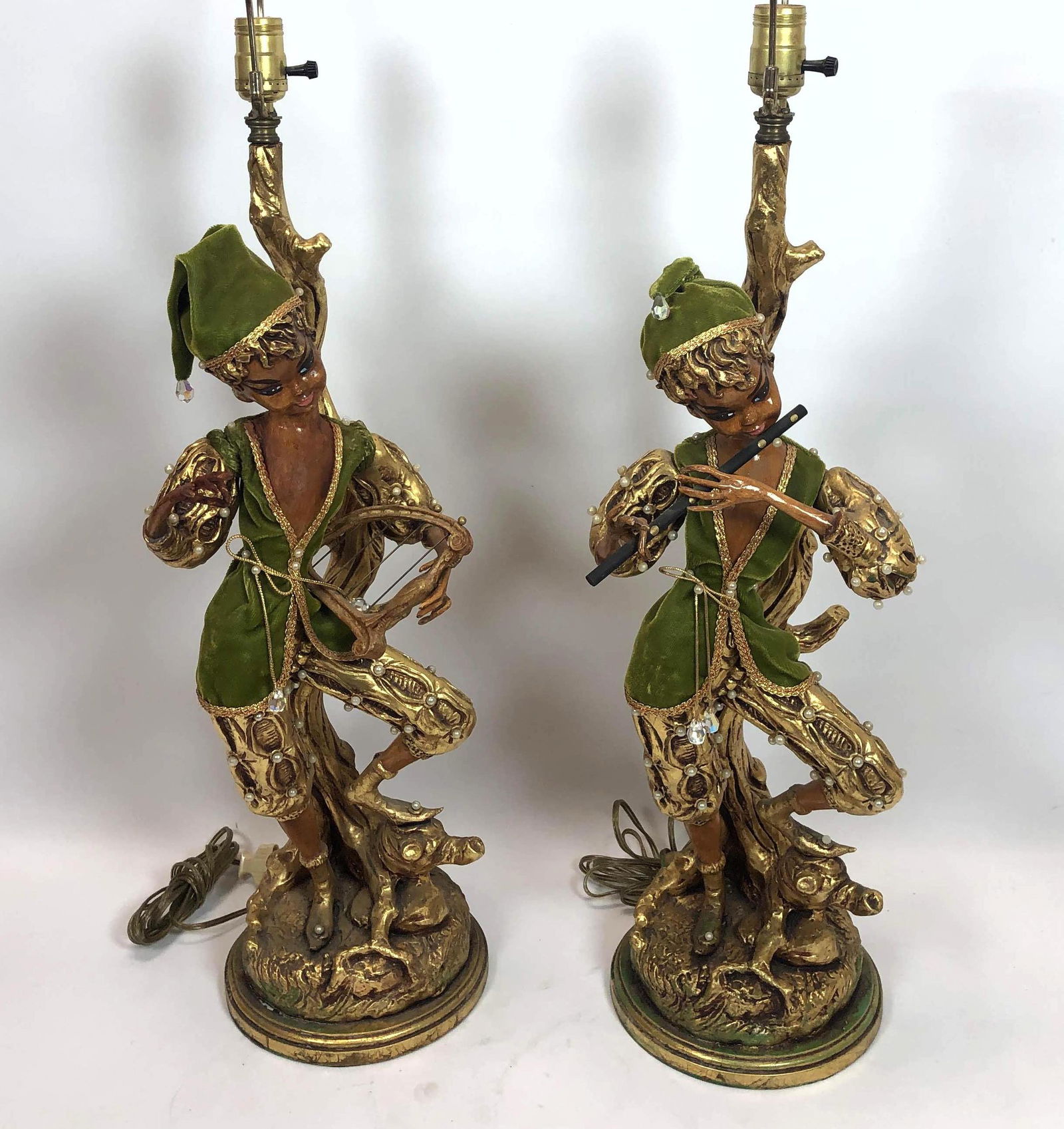 2pc ARP Figural Plaster Pixie Table Lamps. Pixies with (1 of 11)