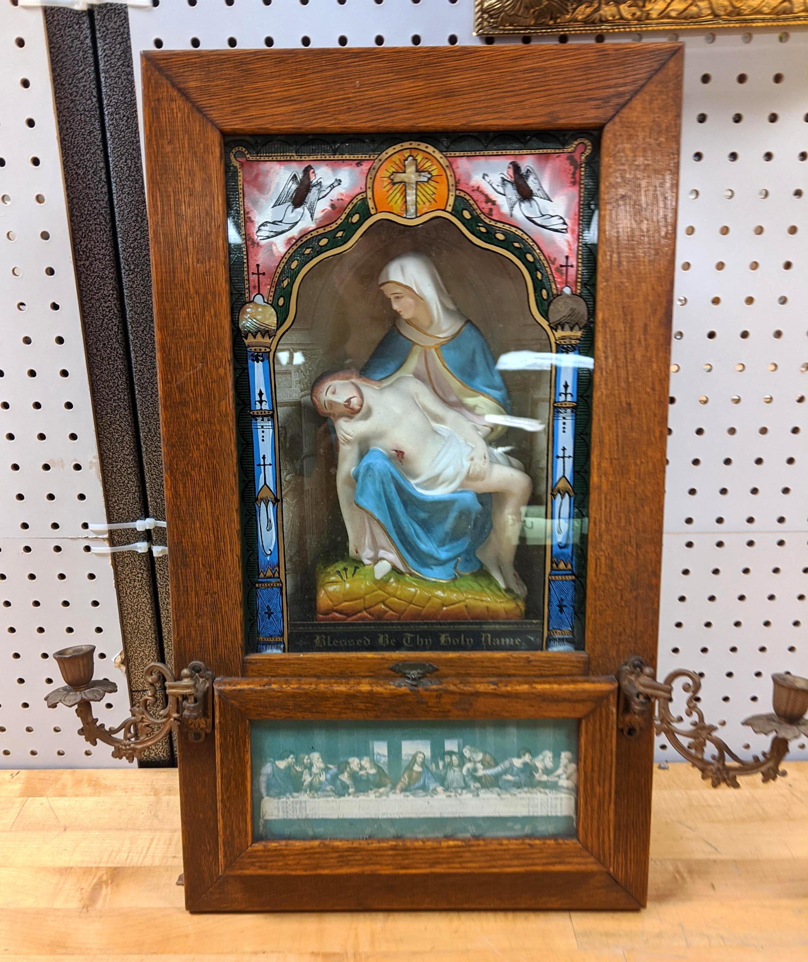 Oak Shadow Box religious Display. Communion Box. (1 of 5)