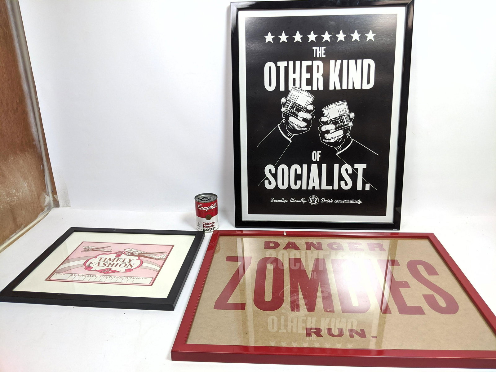 3pcs Advertising Type Prints.  DANGER ZOMBIES RUN. (1 of 7)