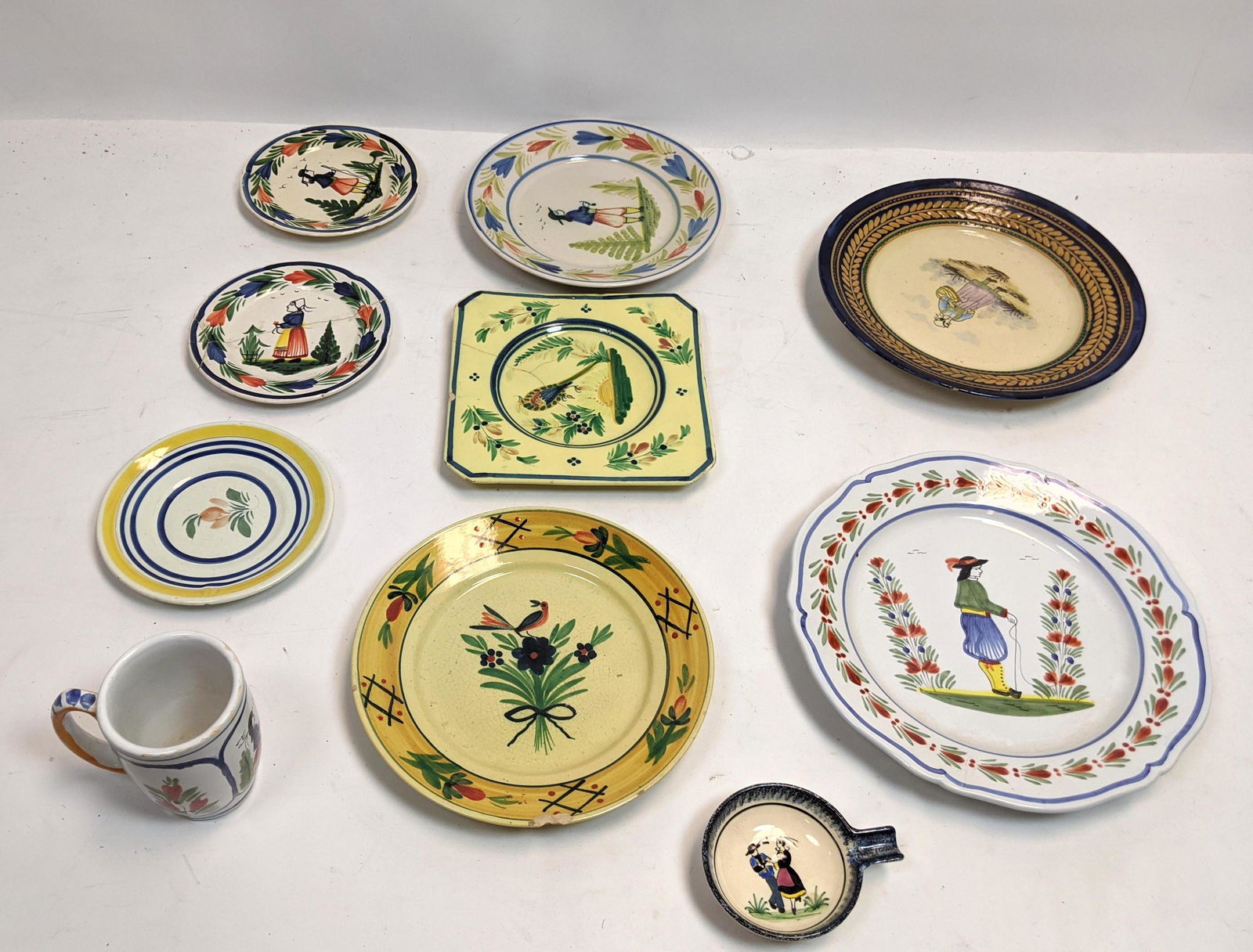 10pcs QUIMPER France Pottery.  Handpainted. (1 of 16)